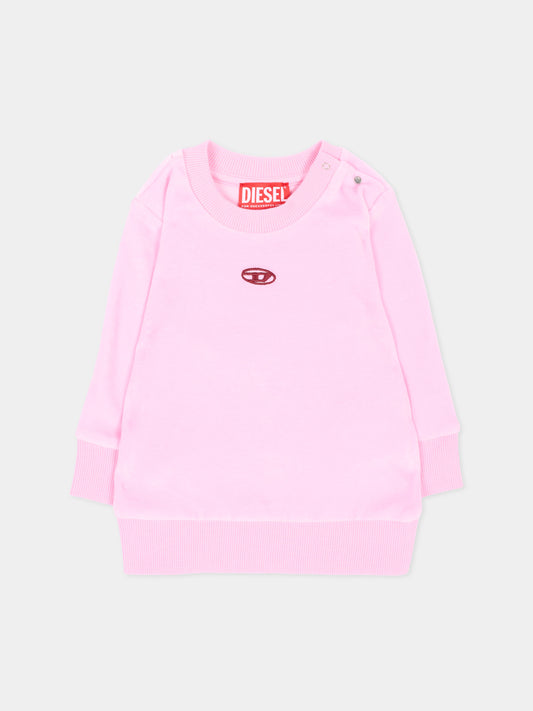 Felpa rosa per neonata con logo in ciniglia,Diesel,K00850 KYA2S K39G