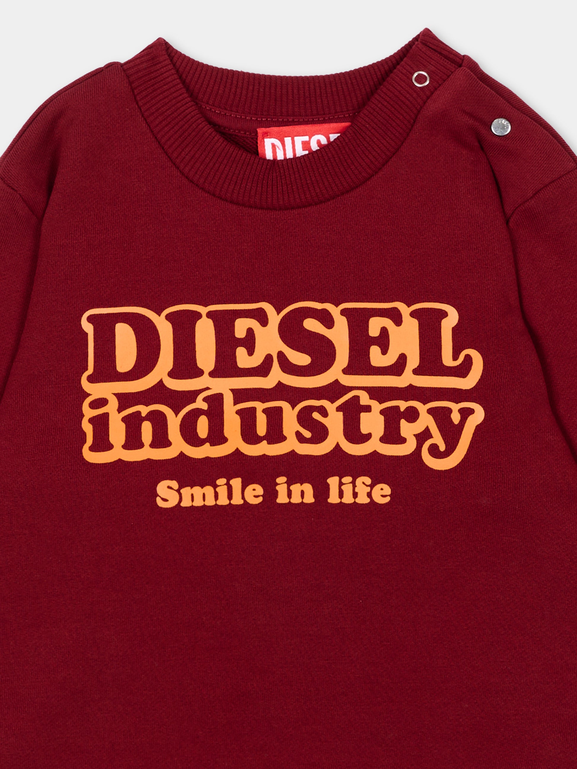 Felpa bordeaux per neonati con logo,Diesel,K00852 KYAVF K440