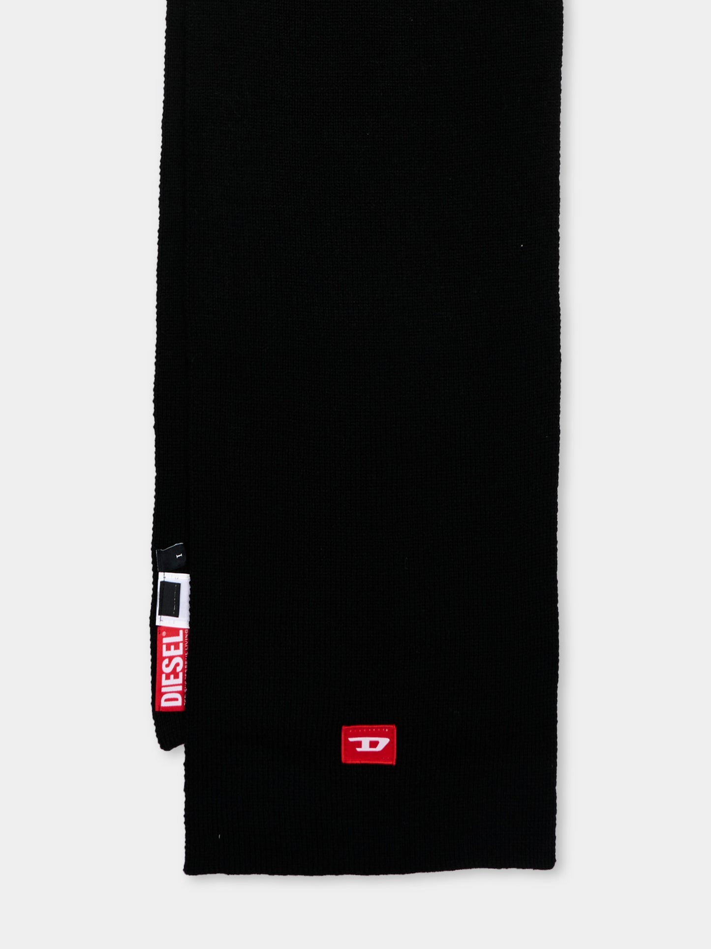 Sciarpa nera per bambini con logo,Diesel,J03235 KYAZ1 K900