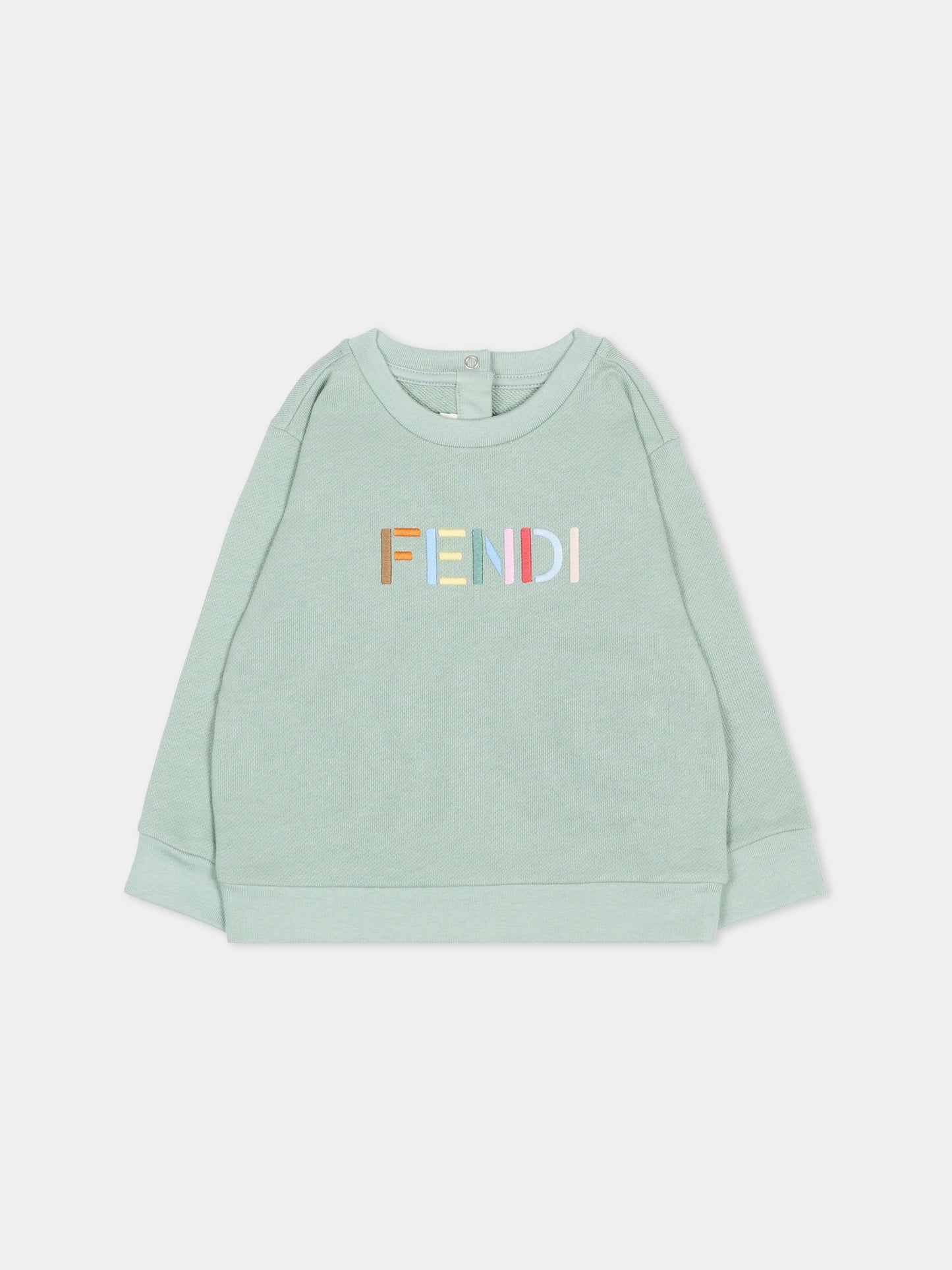 Felpa verde per neonati con logo,Fendi Kids,BUH104 5V0 F1V3S