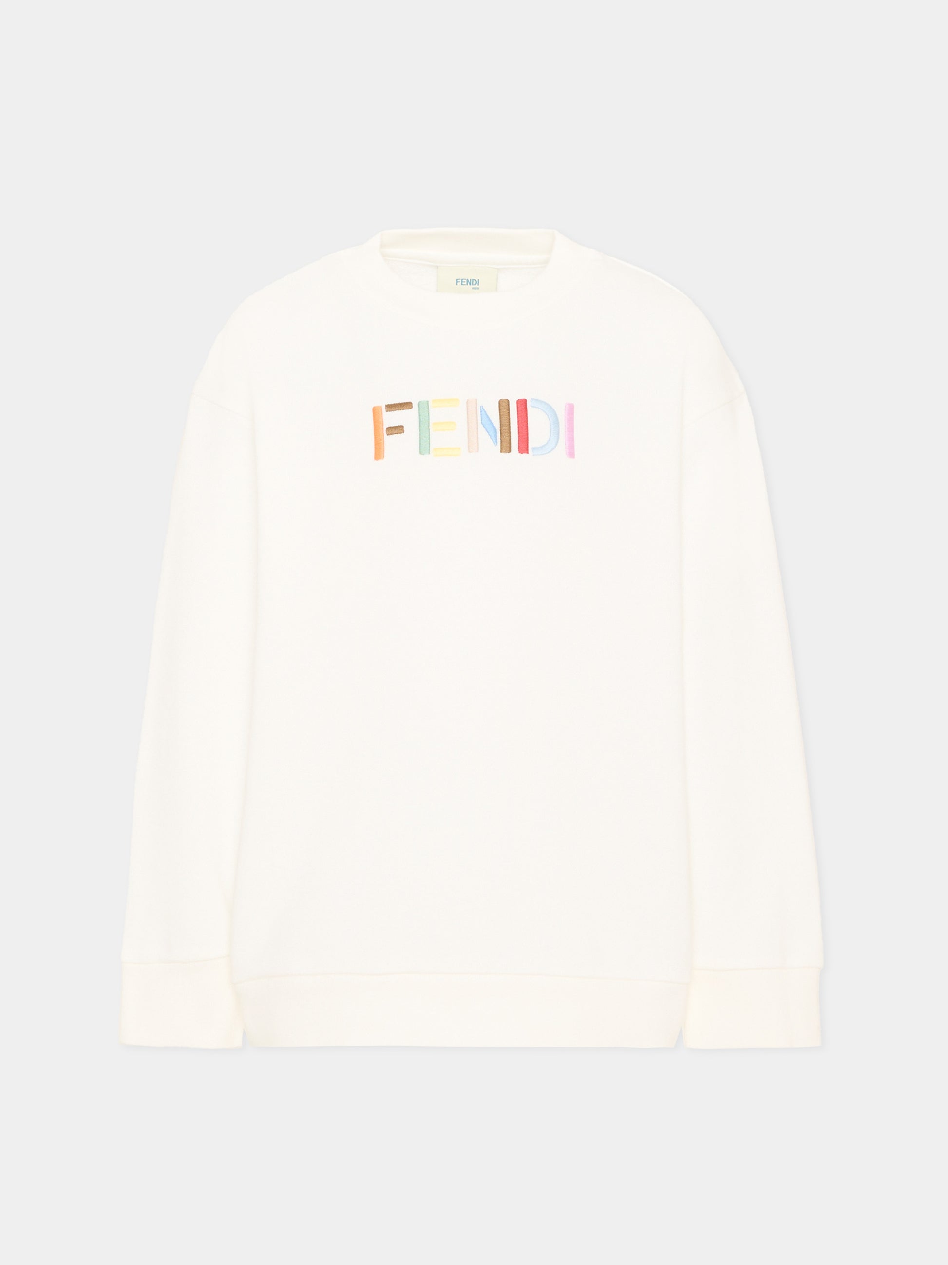 Felpa avorio per bambini con logo,Fendi Kids,JUH114 5V0 F0TU9