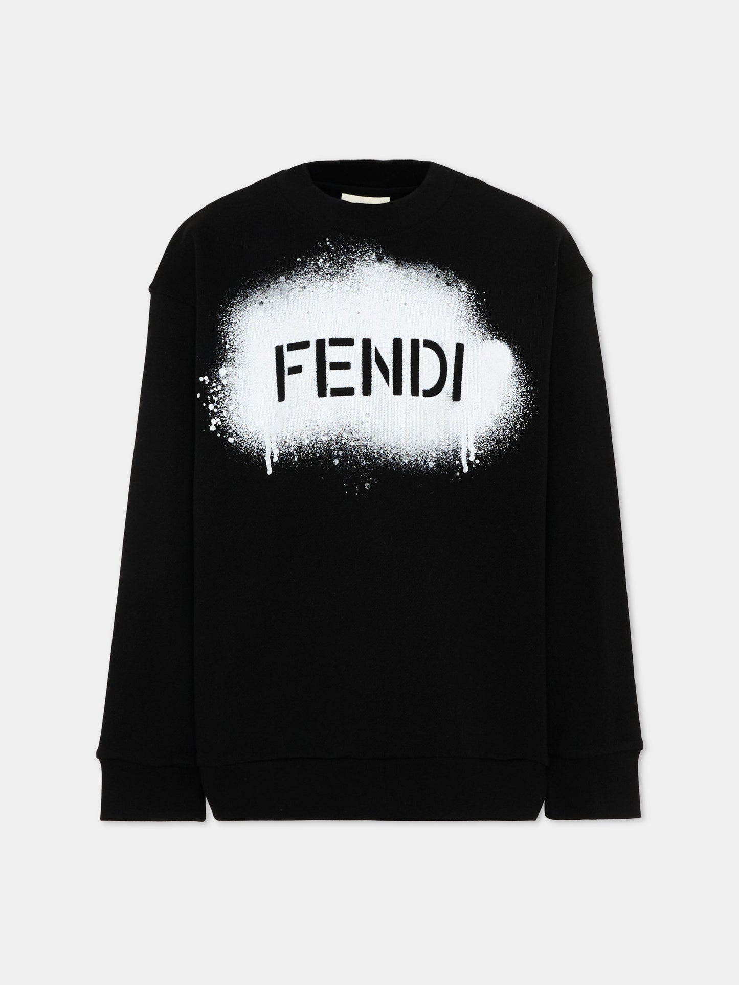 Felpa nera per bambini con logo,Fendi Kids,JUH118 5V0 F16LP