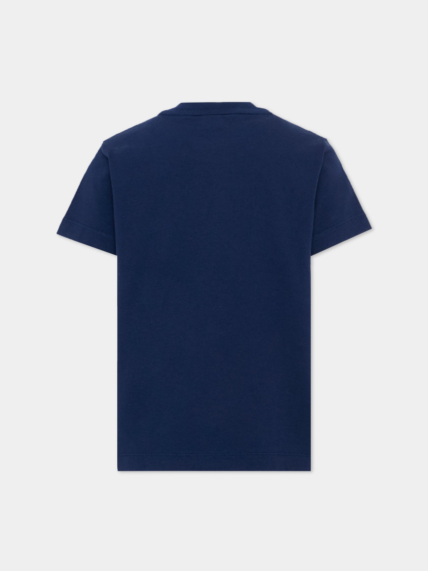 T-Shirt blu per bambino con logo,Fendi Kids,JUI208 AY8D F1I11