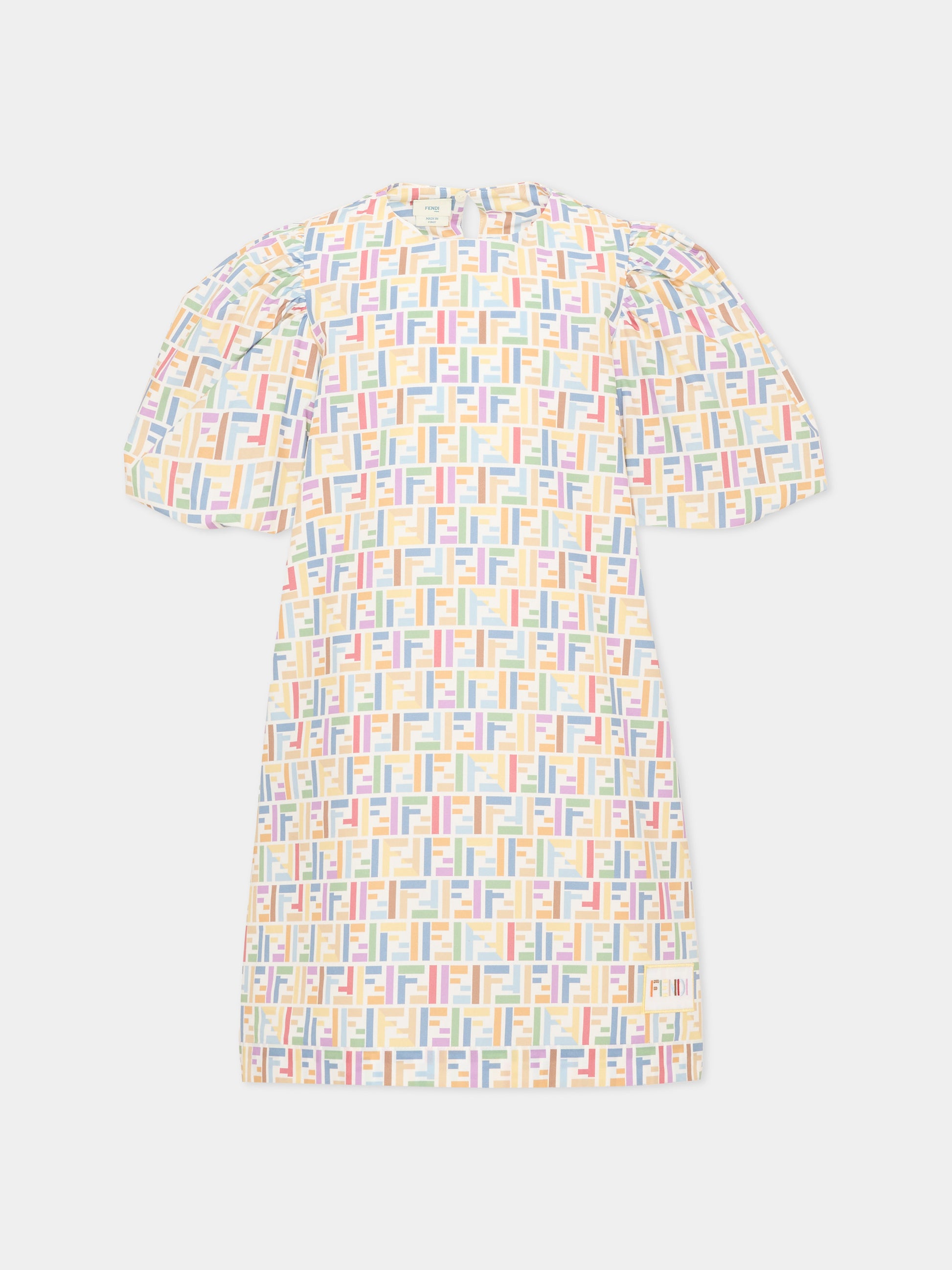 Vestito multicolor per bambina con logo,Fendi Kids,JFB879 AJJZ F0ZA0