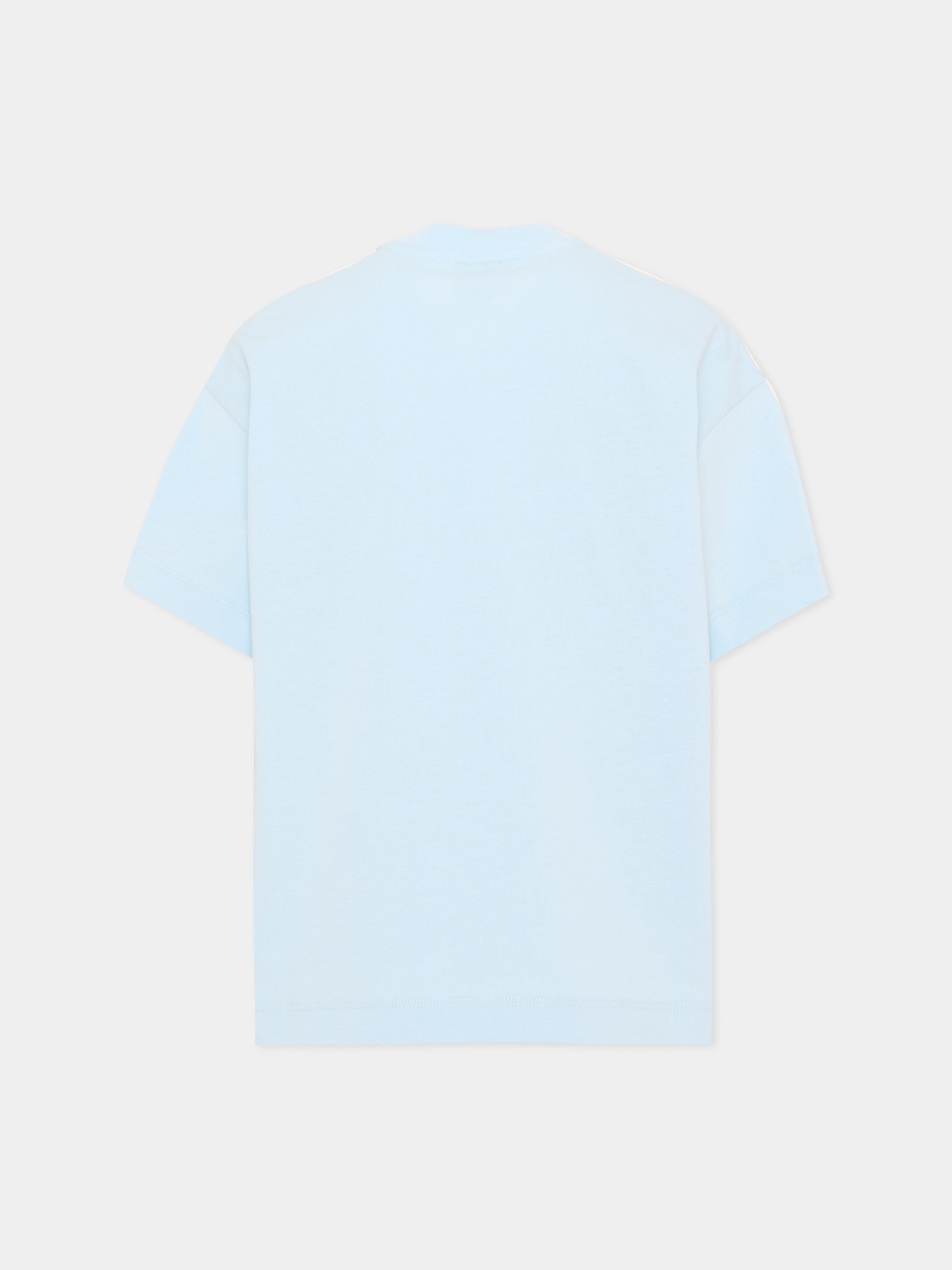T-Shirt celeste per bambino con logo,Fendi Kids,JUI207 AY8D F0EX7