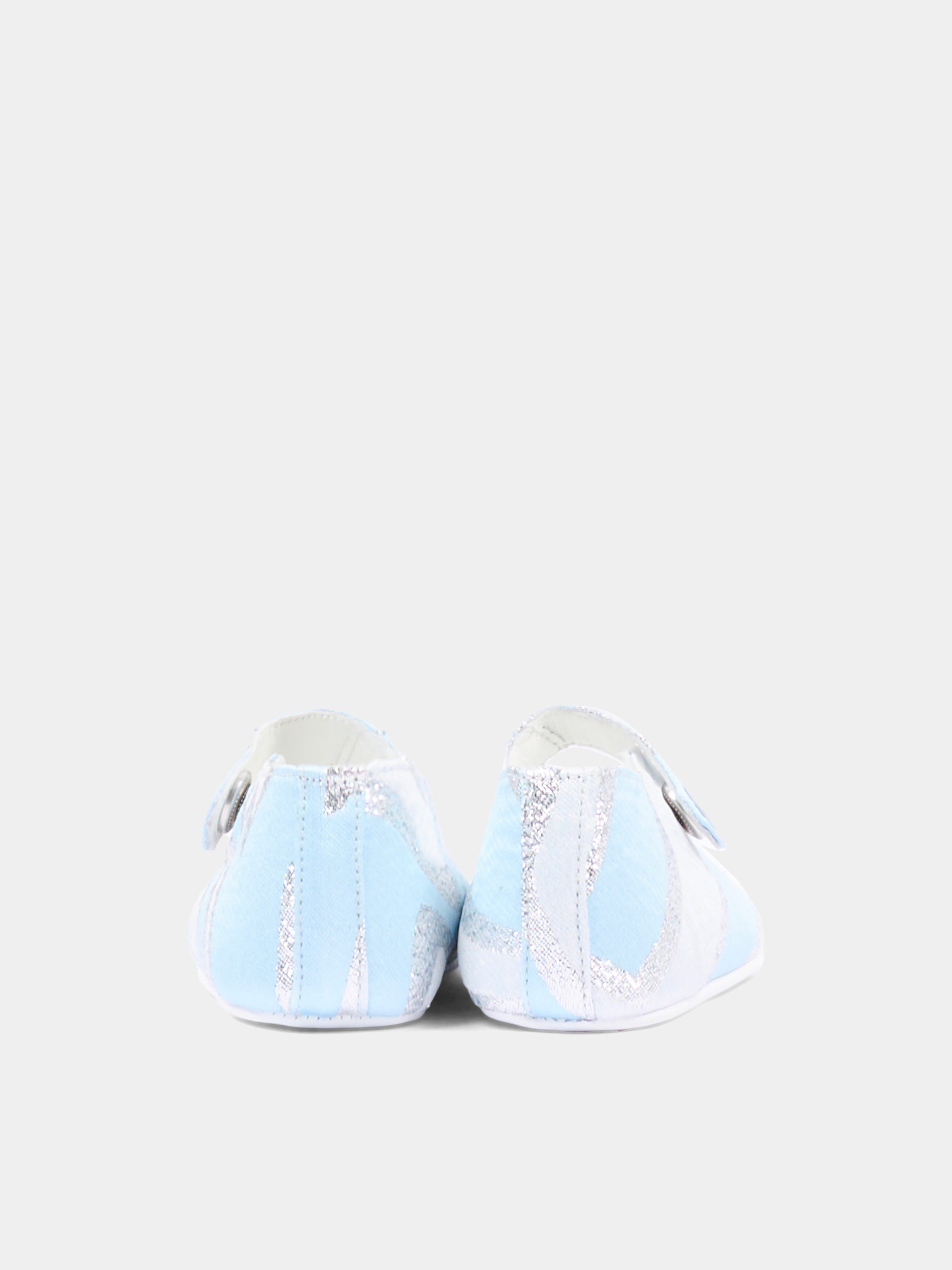 Ballerine celesti per neonata con fasce argento,Emilio Pucci Junior,PZ0066 S0273 600AG