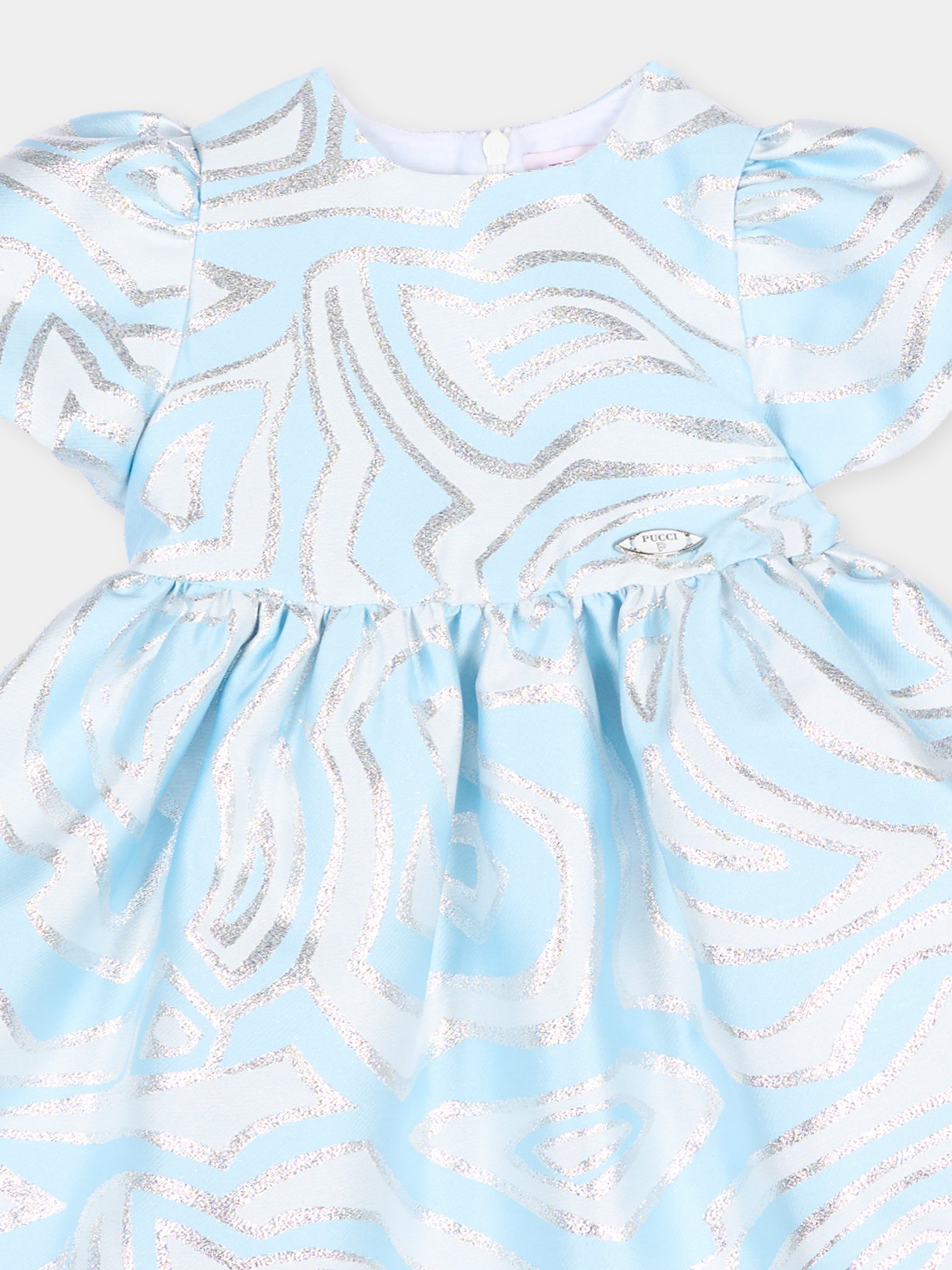 Abito celeste per neonata con vortici,Emilio Pucci Junior,PZ1101 S0273 600AG