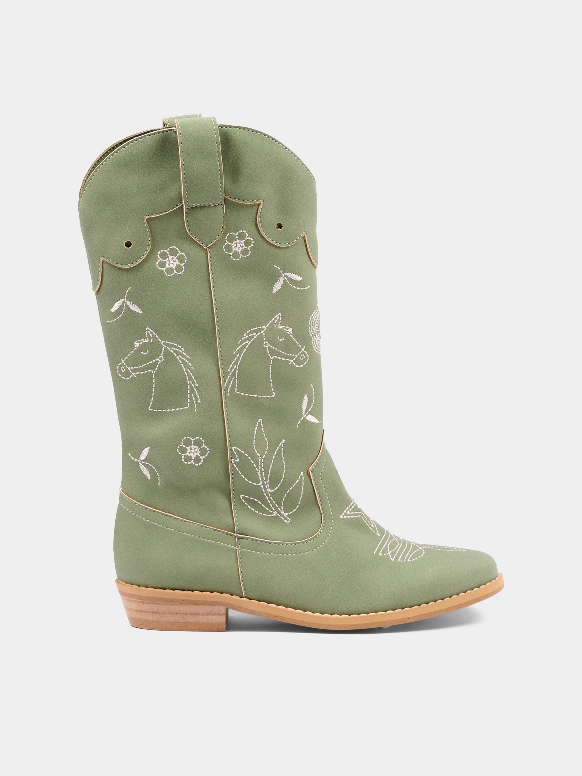 Stivali verde per bambina con ricami,Stella Mccartney Kids,TZ0C16 Z3983 70G