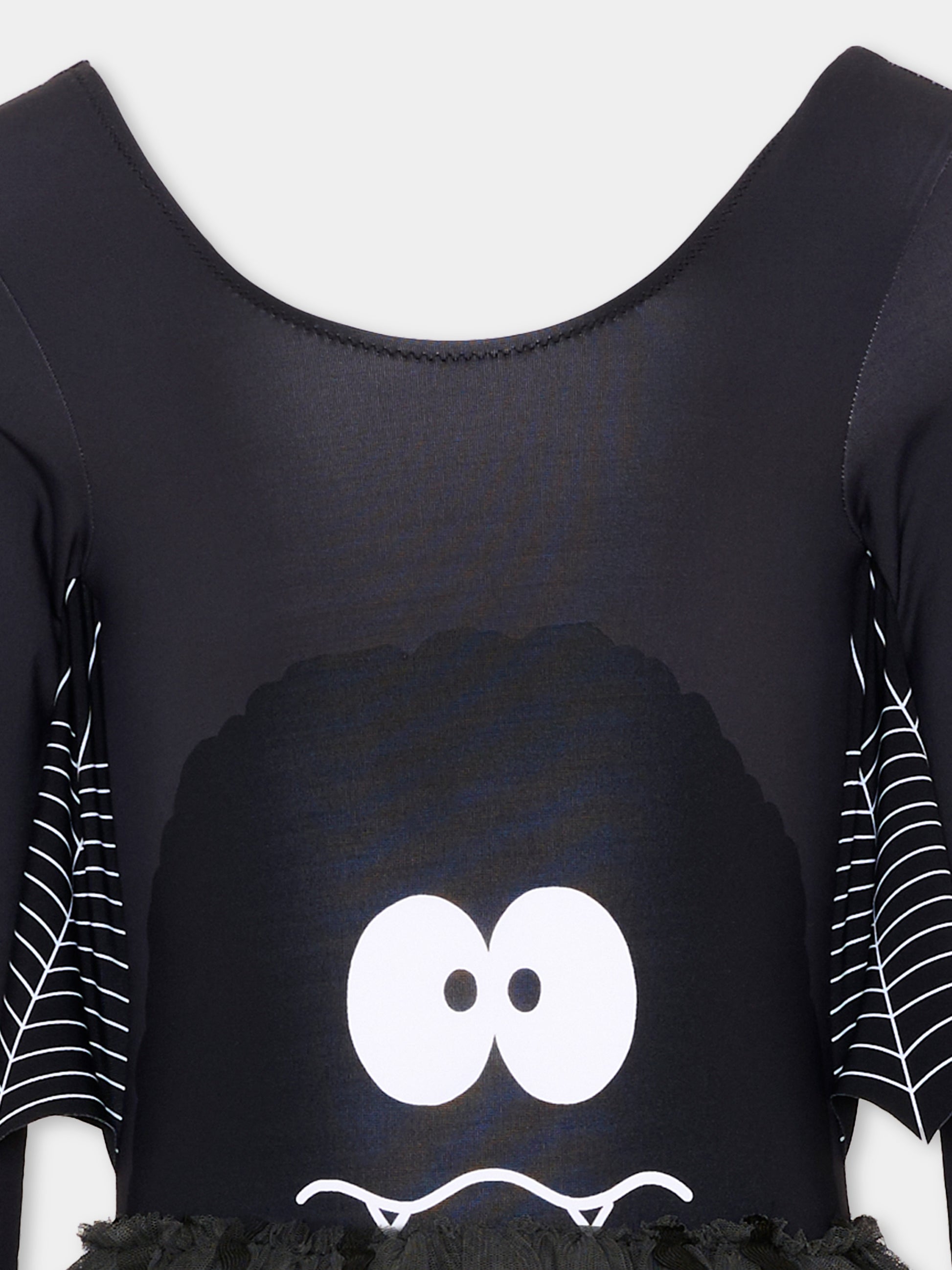 Vestito a manica lunga nero per bambina con tulle,Stella Mccartney Kids,TZ1C00 Z0157 962