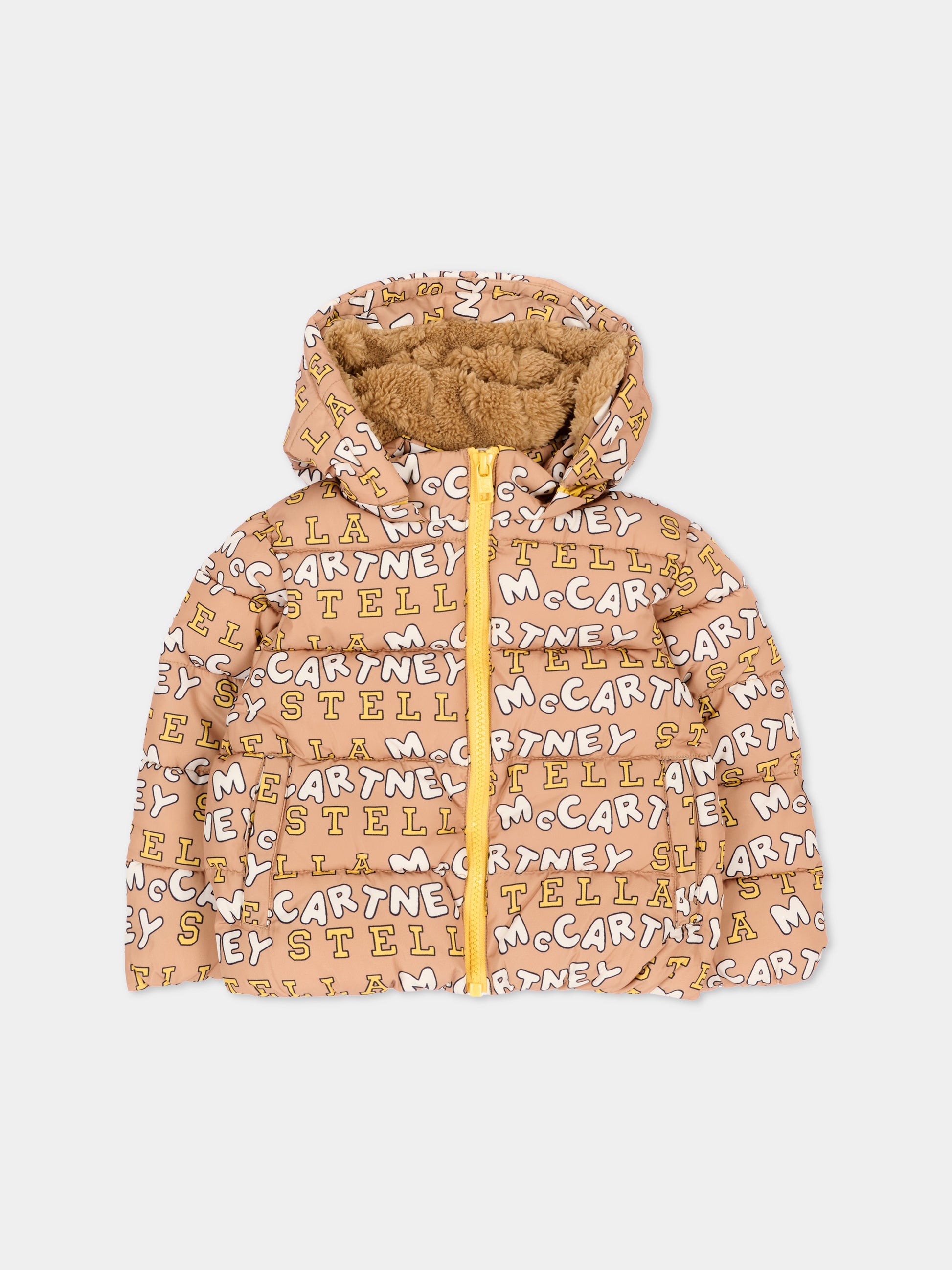 Piumino beige per neonato con logo,Stella Mccartney Kids,TZ2347 Z4068 362MC