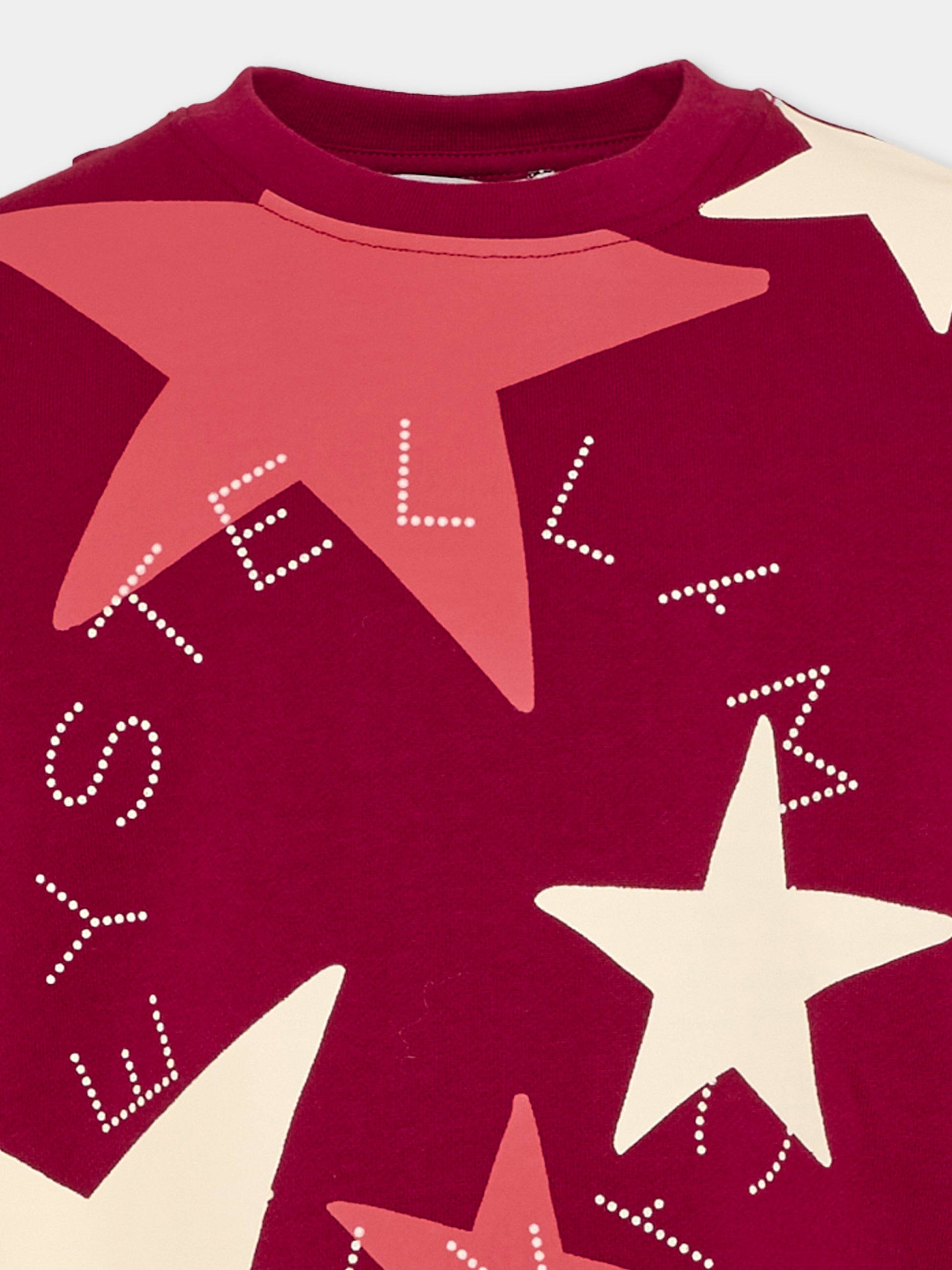 Felpa bordeaux per bambina con stelle,Stella Mccartney Kids,TZ4A20 Z3886 416MC