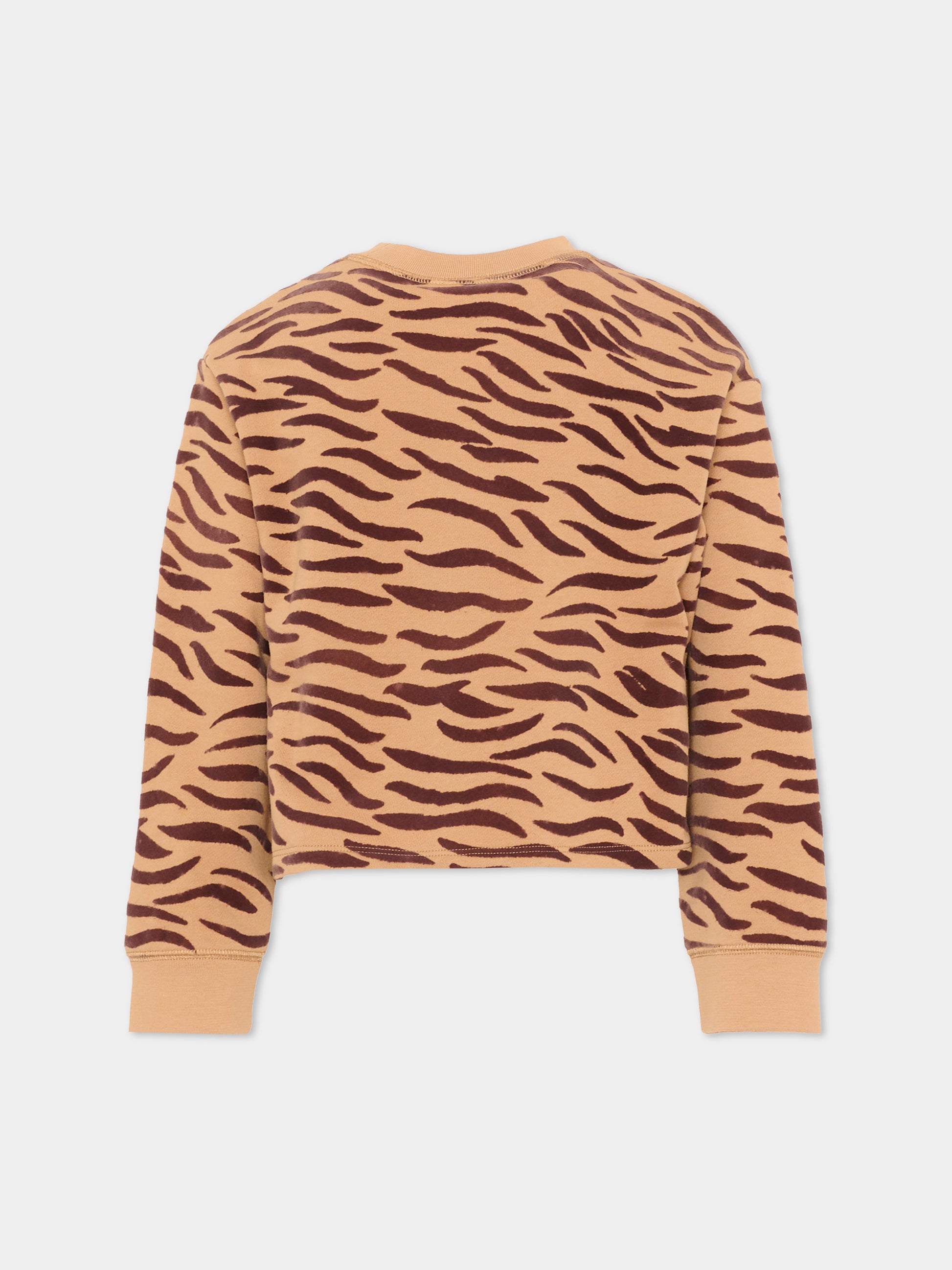 Felpa beige per bambina animalier,Stella Mccartney Kids,TZ4D30 Z4026 362MA