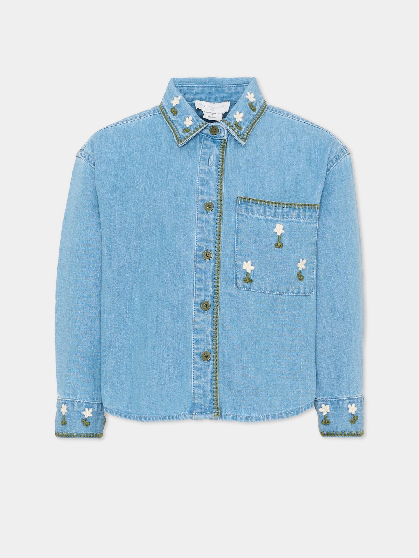 Camicia a manica lunga denim per bambina ricamata,Stella Mccartney Kids,TZ5A10 Z0522 606