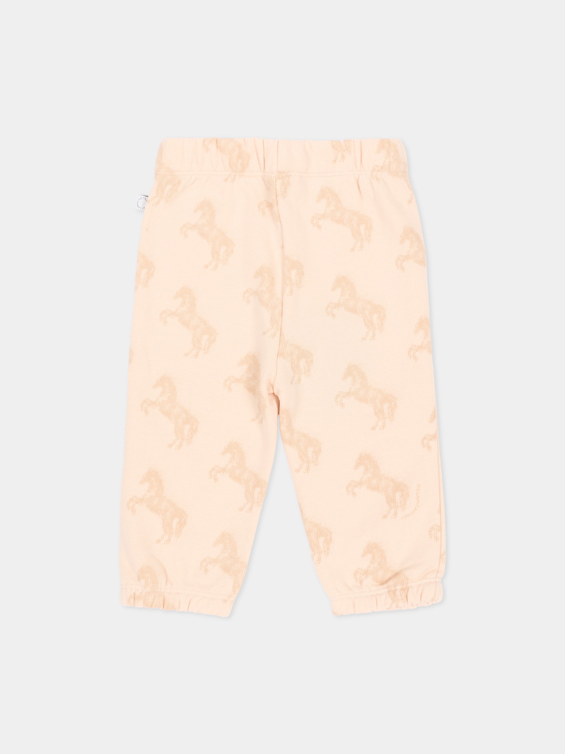 Pantalone beige per neonati con cavalli,Stella Mccartney Kids,TZ6070 Z4022 193NO