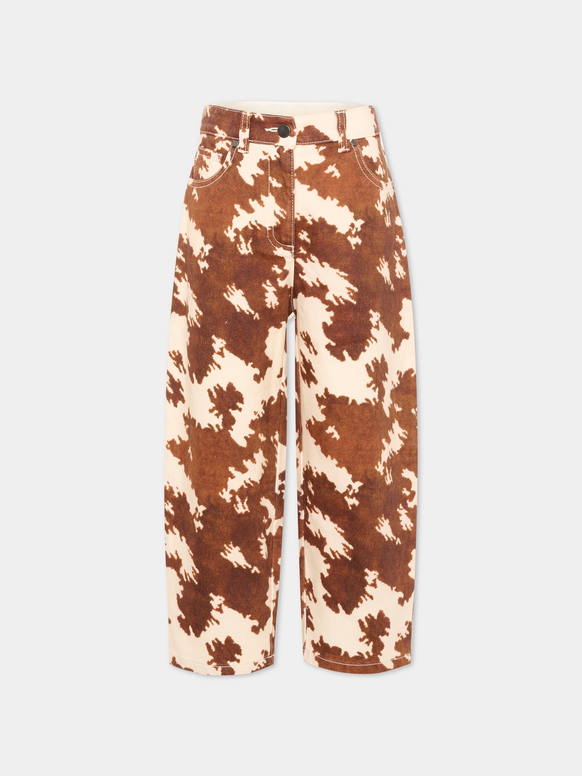 Jeans marrone per bambina stampa mucca,Stella Mccartney Kids,TZ6C20 Z3899 189MA
