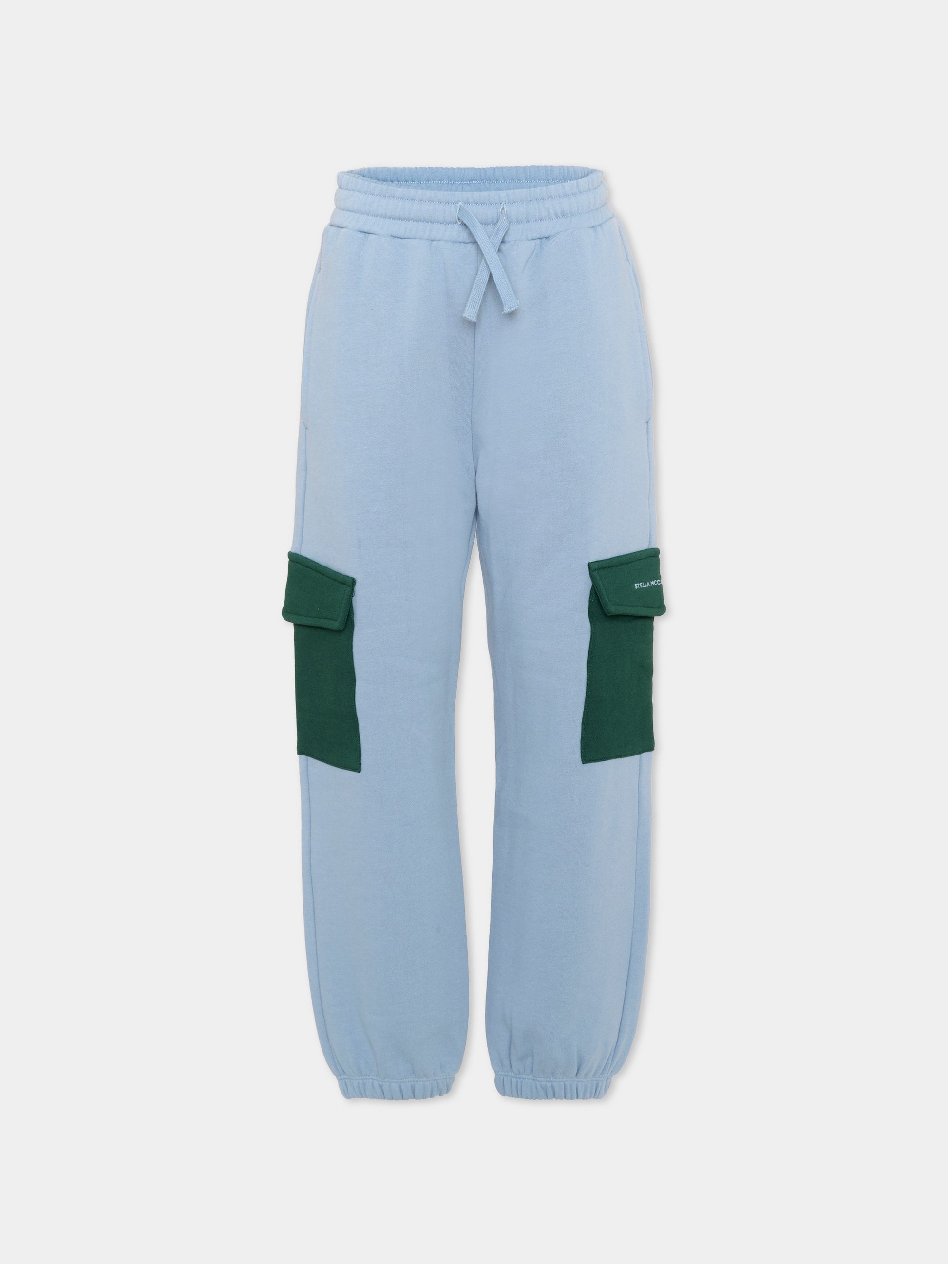 Pantaloni sportivi celesti per bambino con logo,Stella Mccartney Kids,TZ6H90 Z3059 643