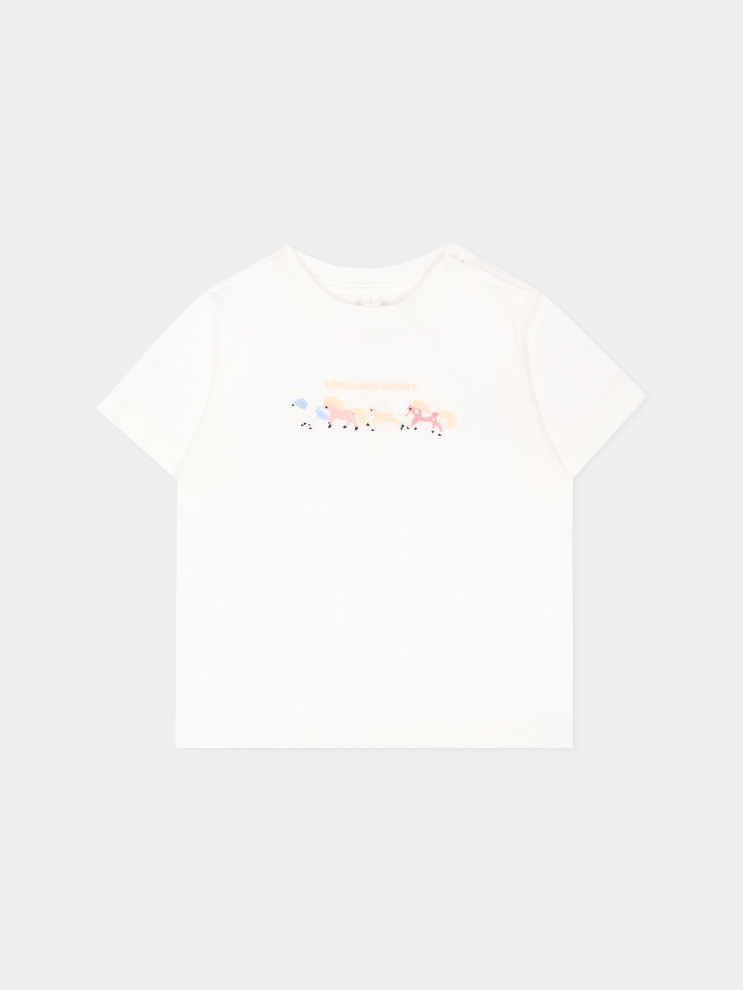T-shirt avorio per neonata con logo,Stella Mccartney Kids,TZ8031 Z3772 101
