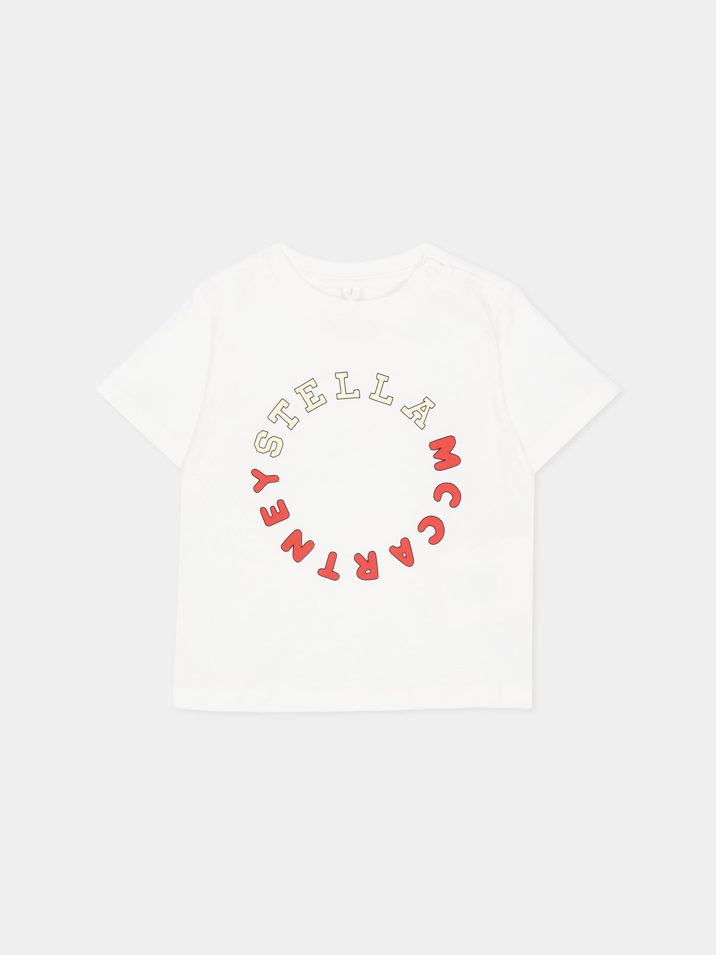 T-shirt avorio per neonati con logo,Stella Mccartney Kids,TZ8341 Z3931 101
