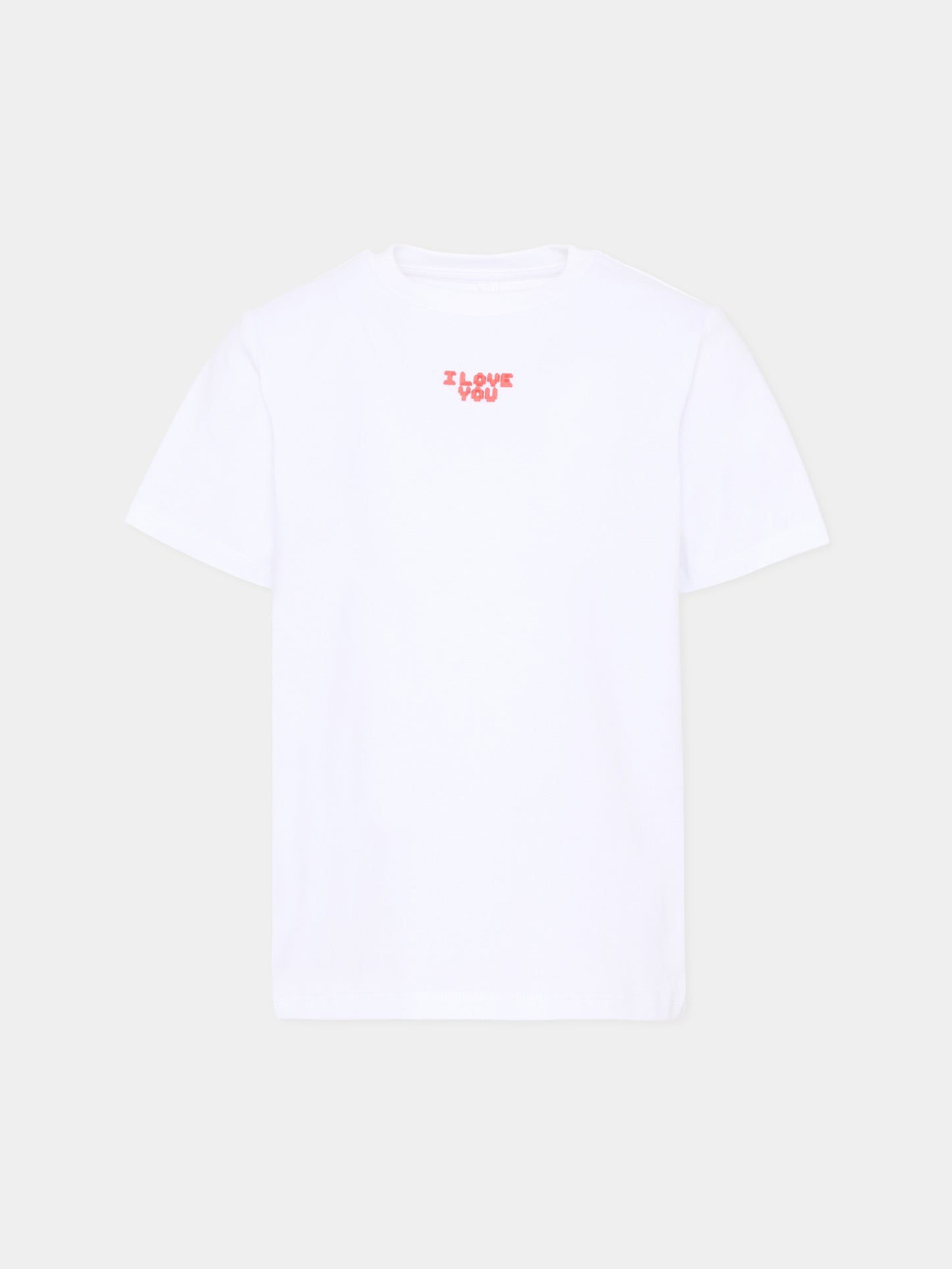 T-shirt bianca per bambina con scritta in rilievo,Stella Mccartney Kids,TZ8C41 Z3772 100