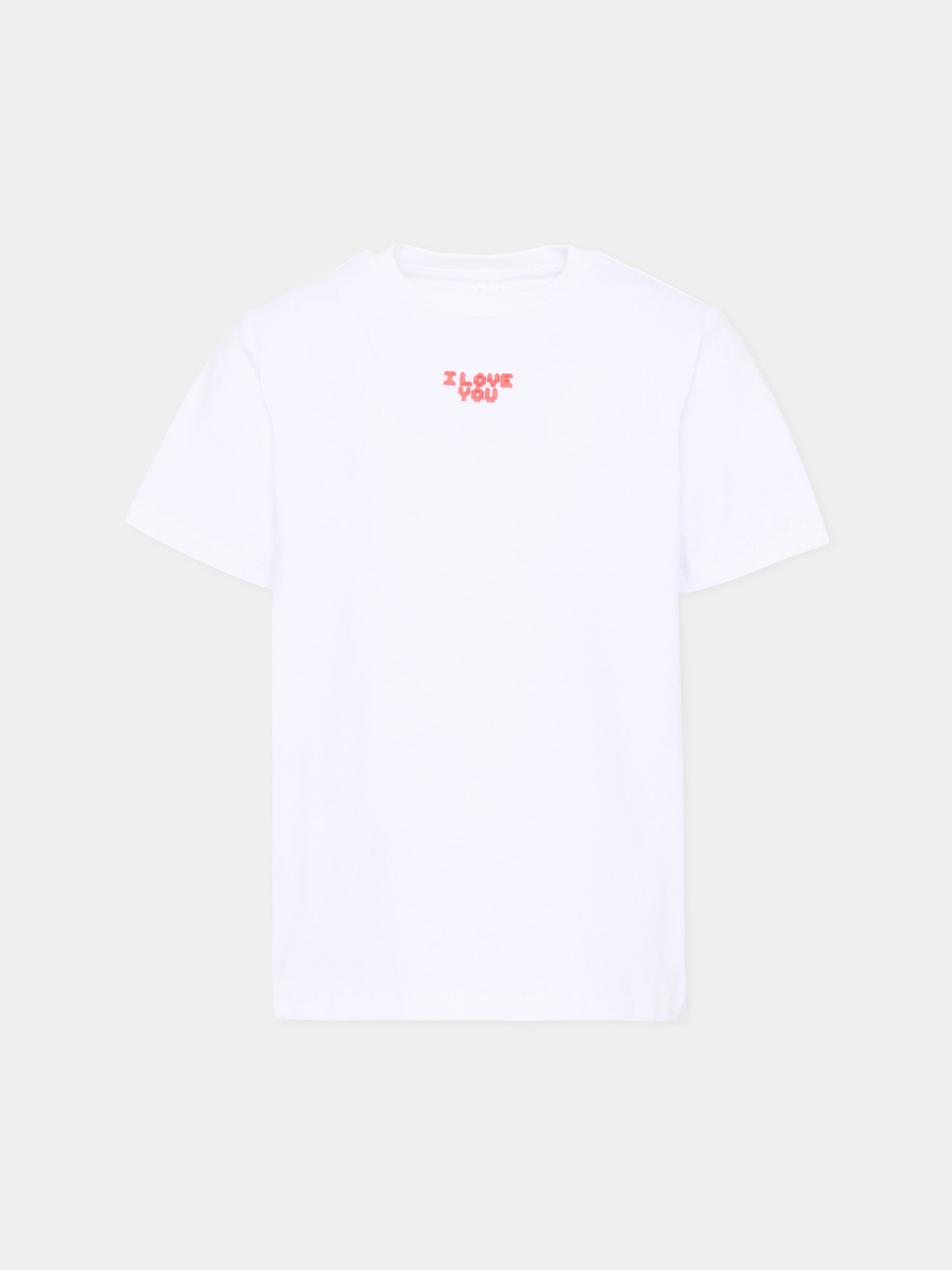 T-shirt bianca per bambina con scritta in rilievo,Stella Mccartney Kids,TZ8C41 Z3772 100