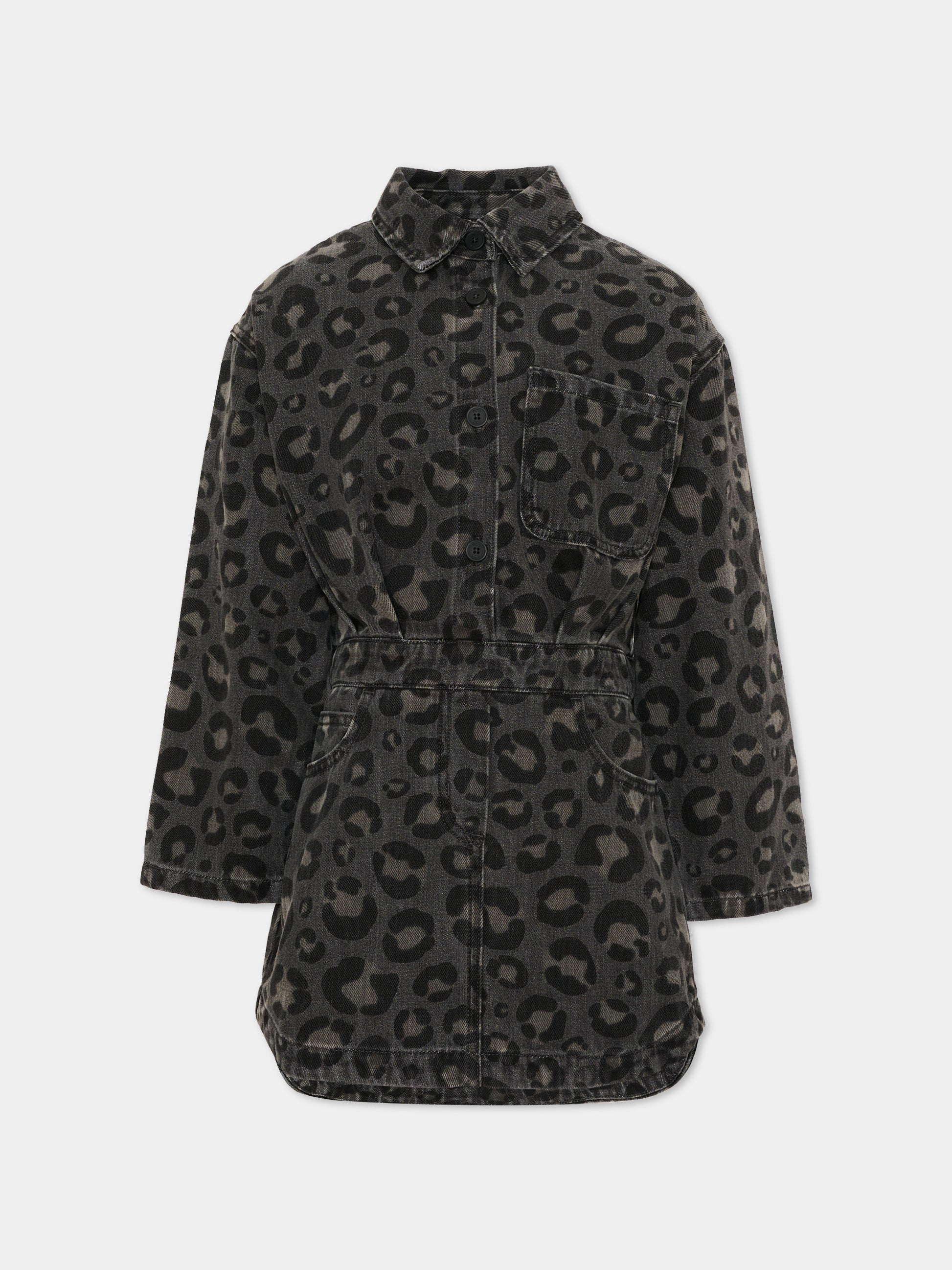 Vestito grigio animalier per bambina,Douuod Kids,DZ1A30 Z4163 924BG
