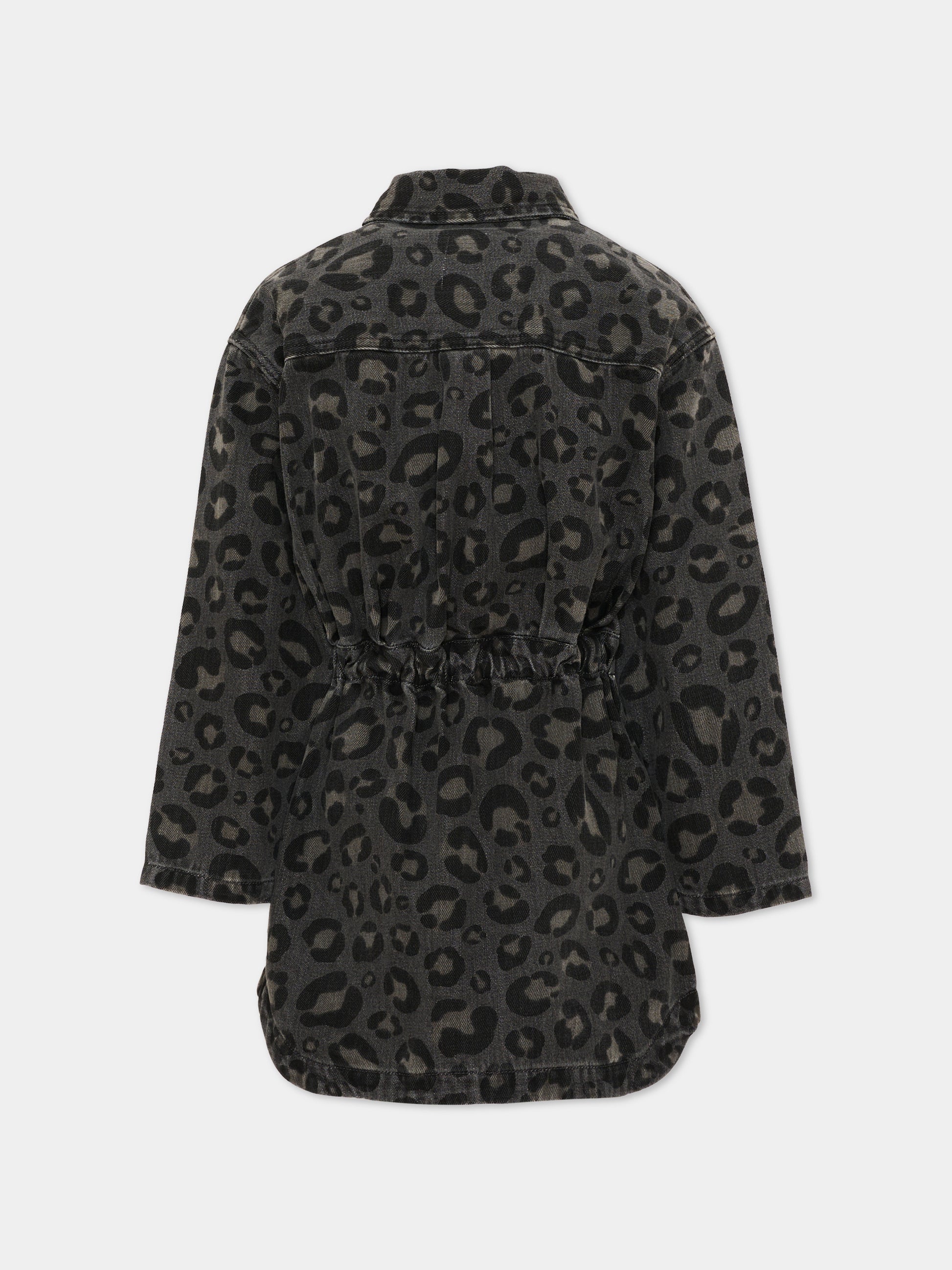 Vestito grigio animalier per bambina,Douuod Kids,DZ1A30 Z4163 924BG