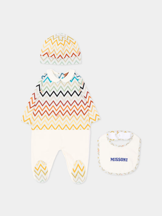 Set tutina multicolor per neonato con chevron,Missoni,MZB320 Z4094 960MC