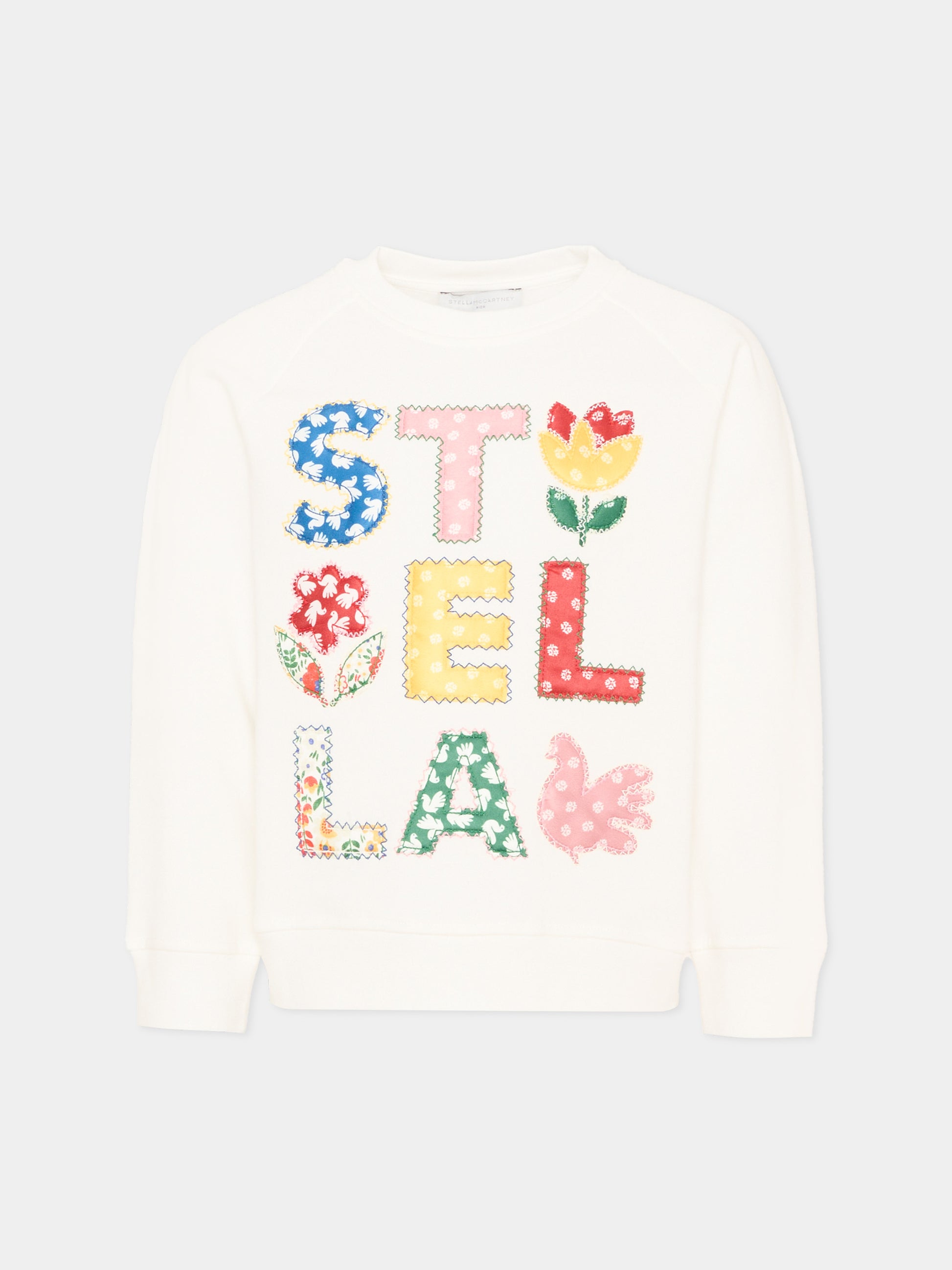 Felpa avorio per bambina con logo,Stella Mccartney Kids,TZ4A40 Z3059 101