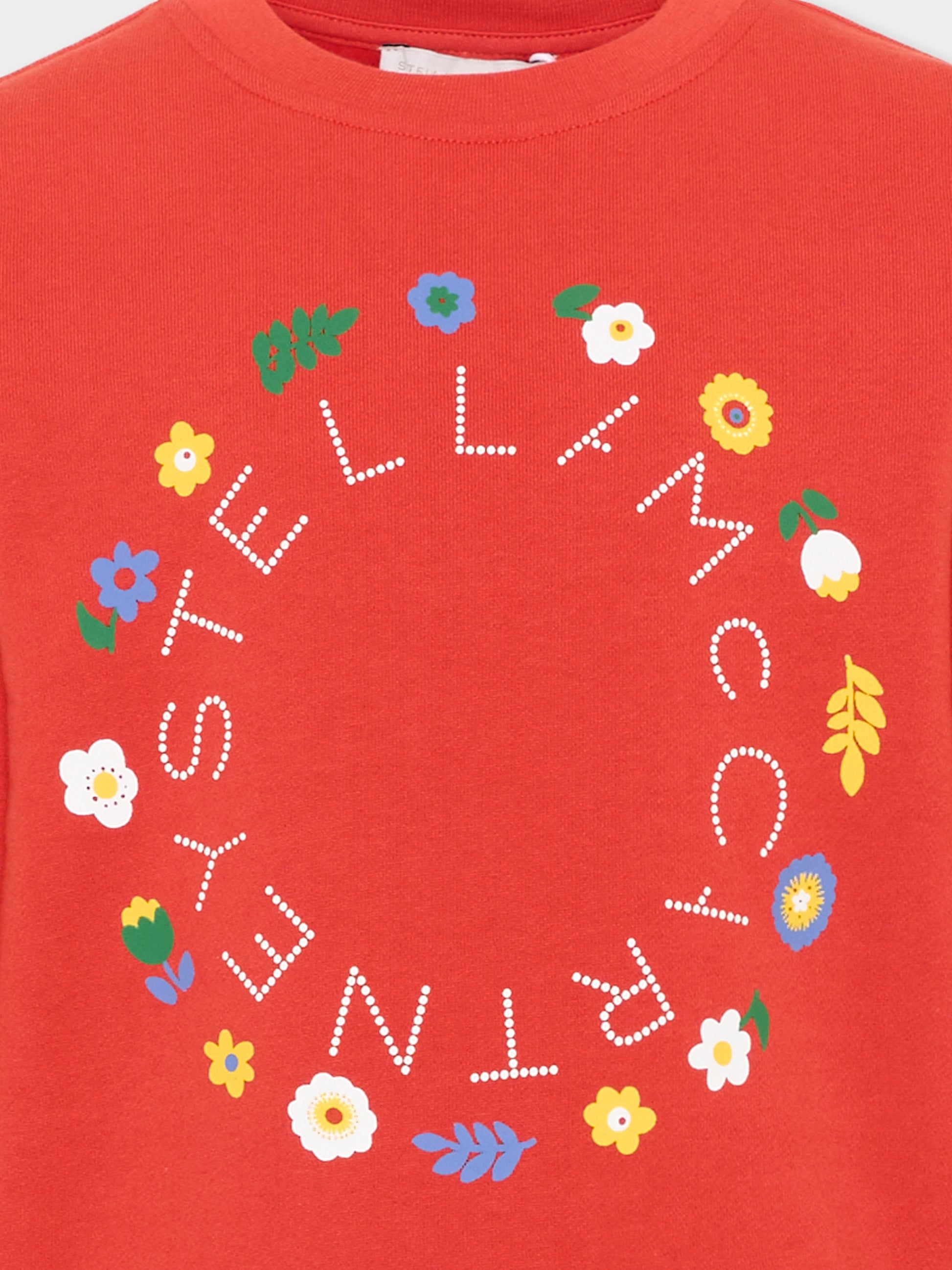 Felpa rossa per bambina con logo,Stella Mccartney Kids,TZ4A50 Z3059 411