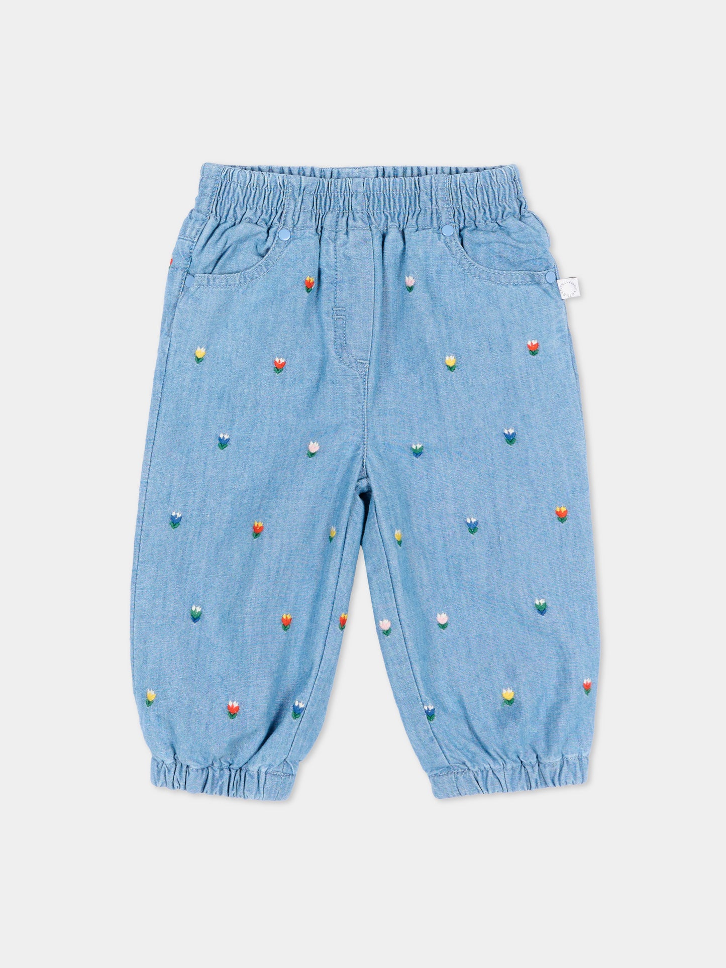 Jeans denim per neonata con tulipani,Stella Mccartney Kids,TZ6020 Z3892 606EM
