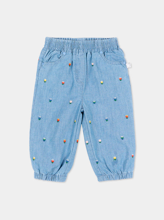 Jeans denim per neonata con tulipani,Stella Mccartney Kids,TZ6020 Z3892 606EM