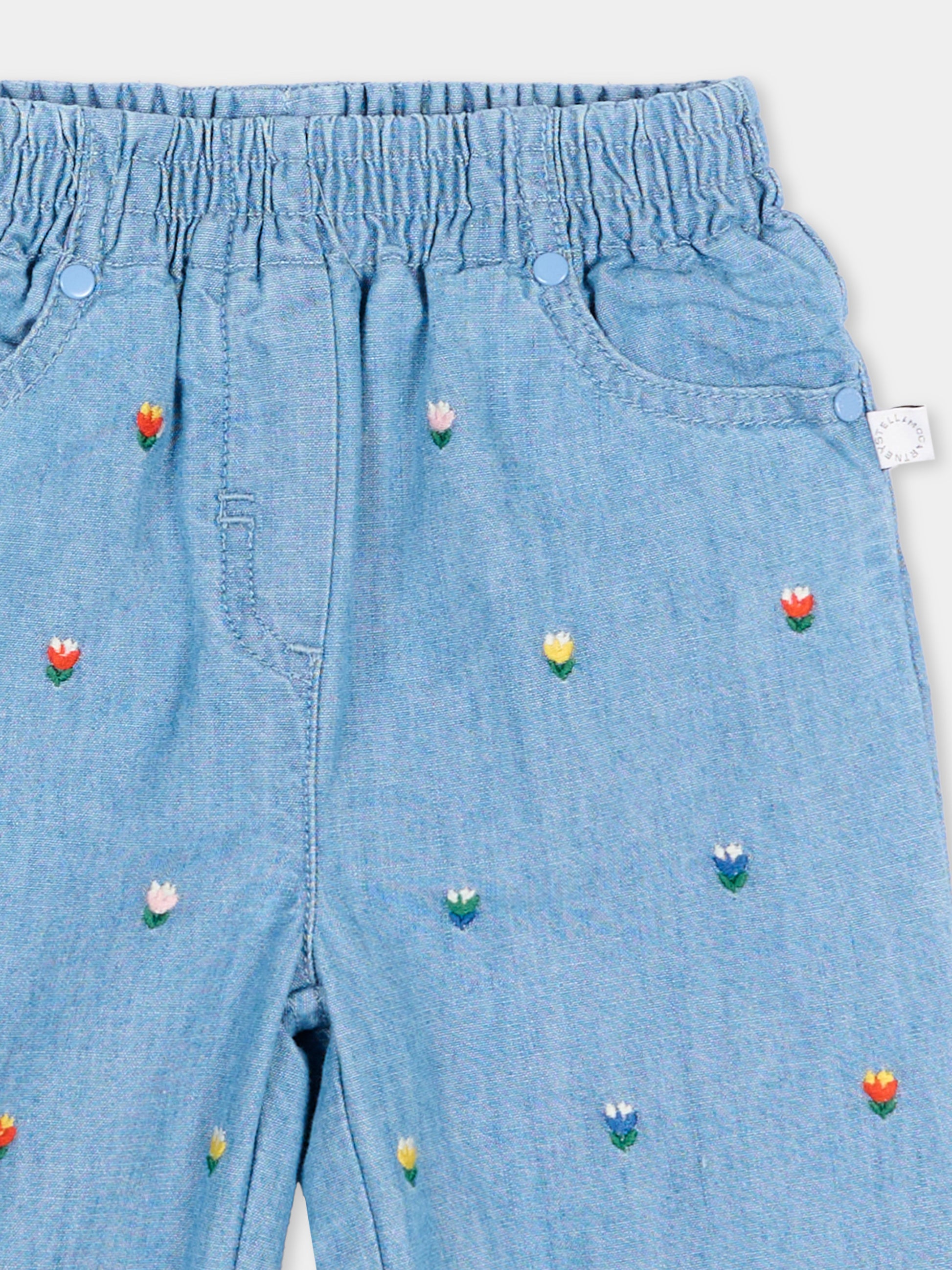 Jeans denim per neonata con tulipani,Stella Mccartney Kids,TZ6020 Z3892 606EM