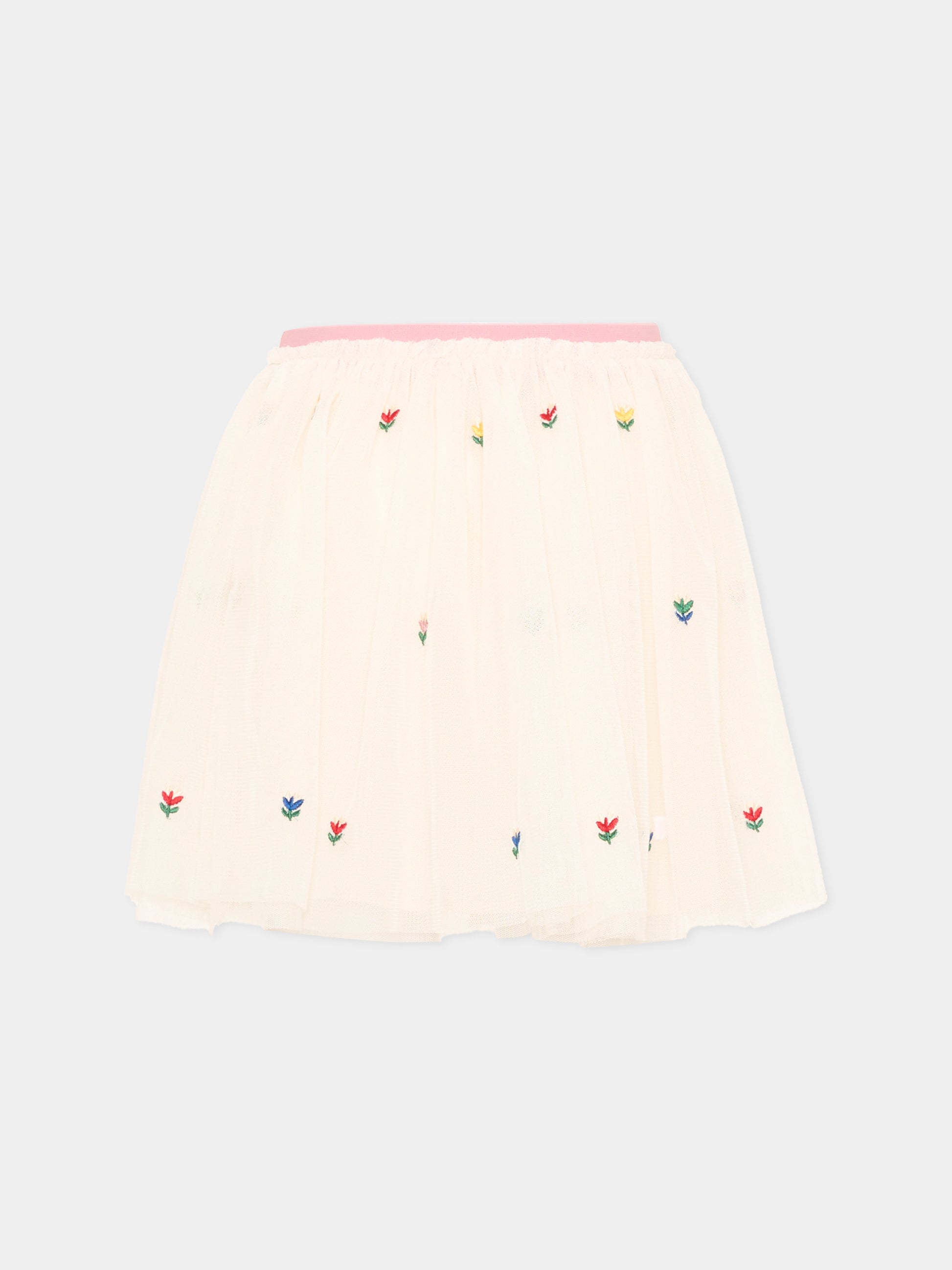 Gonna avorio per bambina con fiori,Stella Mccartney Kids,TZ7A21 Z3897 189EM