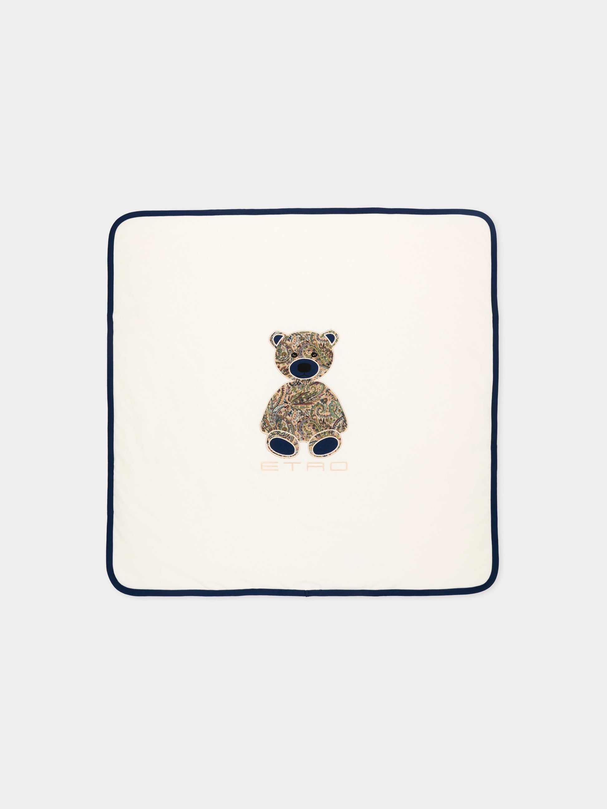 Coperta avorio per neonati con orsetto,Etro,GZ0540 Z3672 102