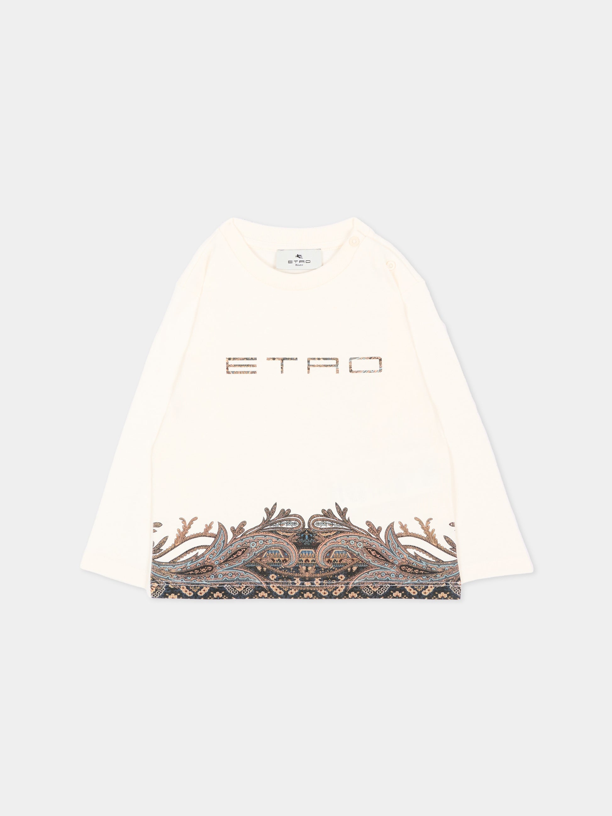 T-Shirt a manica lunga avorio per neonato,Etro,GZ8320 Z3672 102