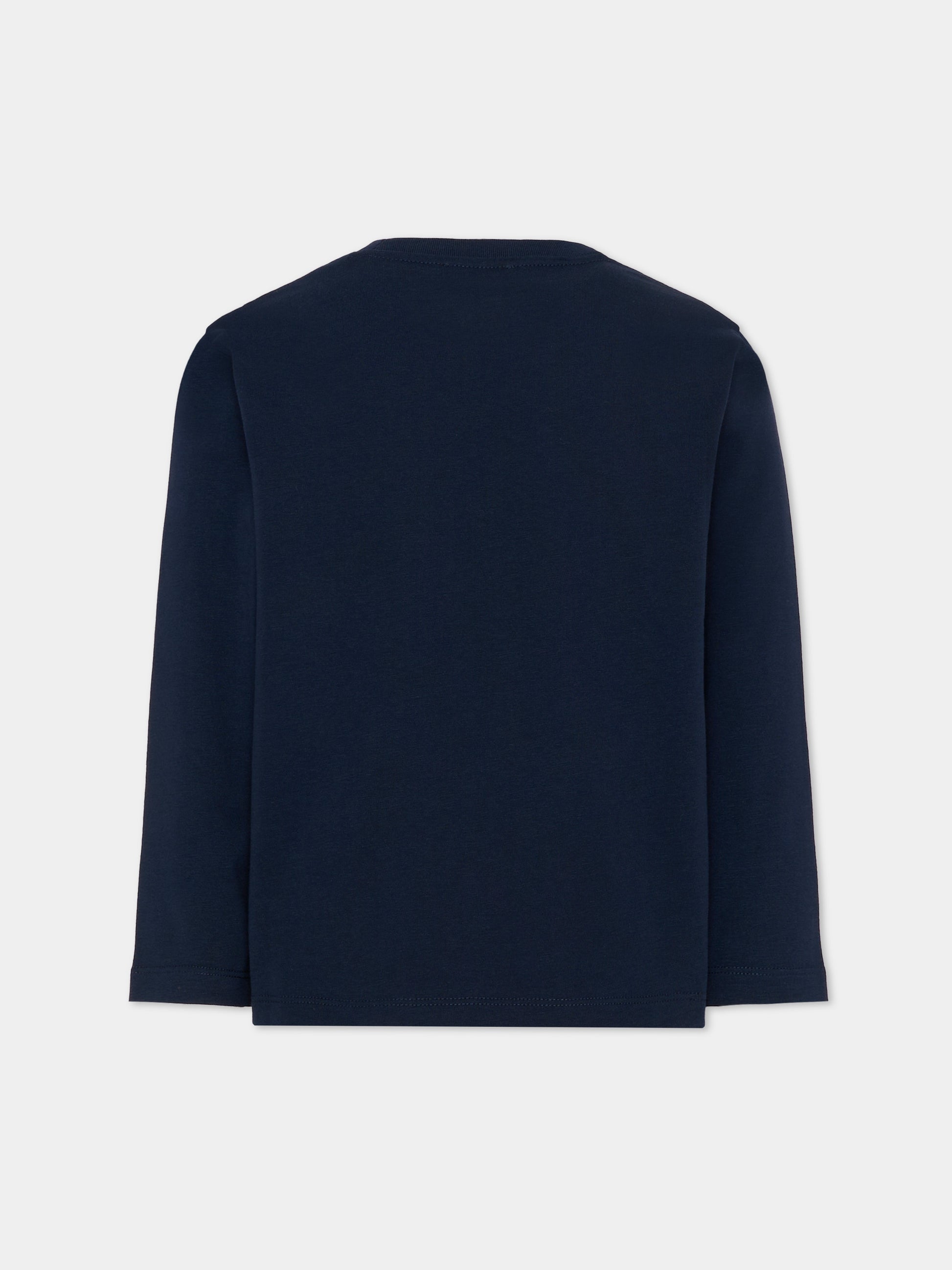 T-Shirt a manica lunga blu per bambini con logo,Etro,GZ8P10 Z3672 617