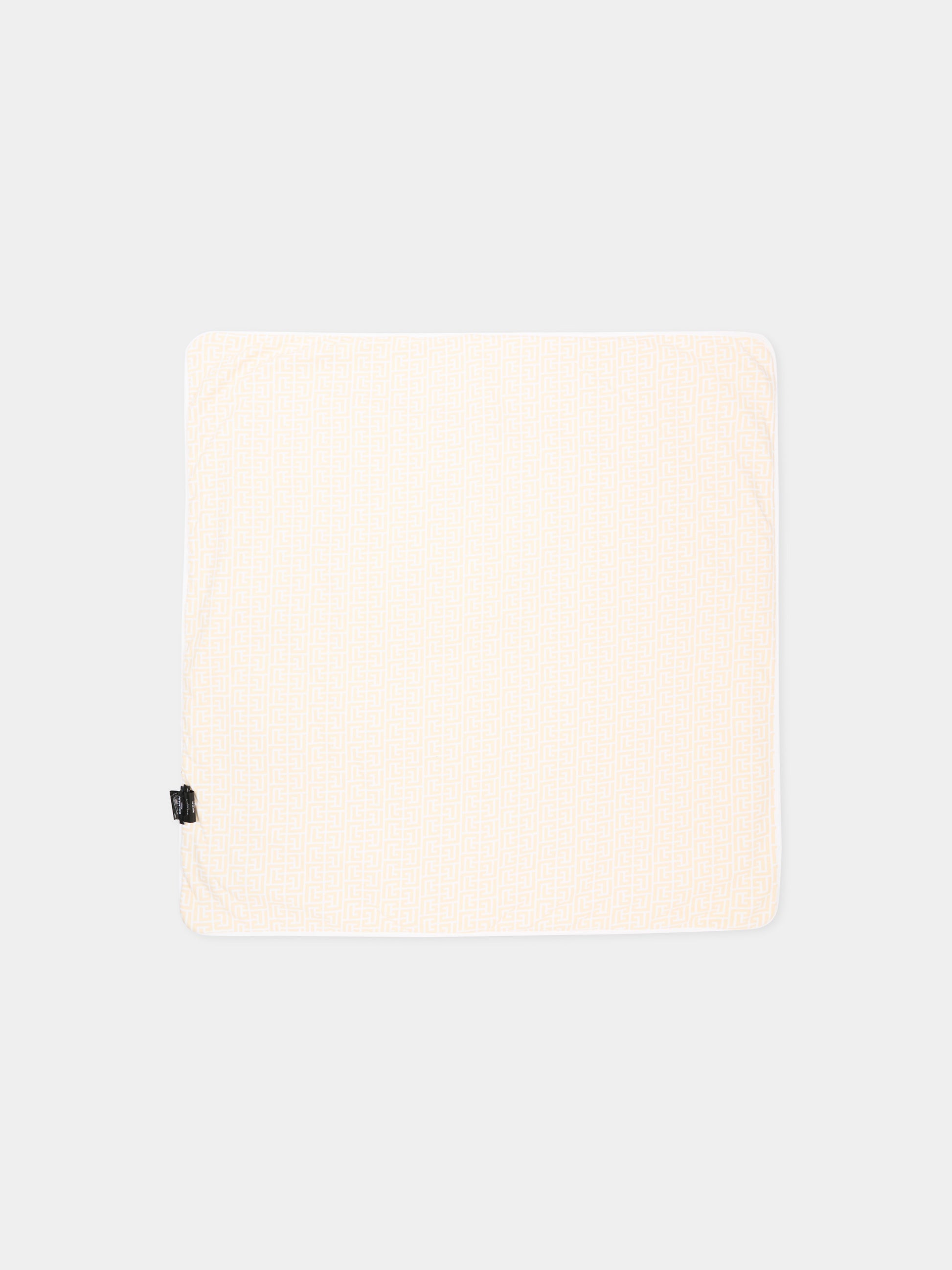 Coperta beige per neonati con logo,Balmain Kids,BY0620 Z3278 100BG