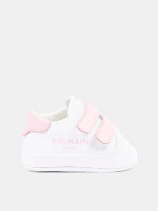 Sneakers bianche per neonata con logo,Balmain Kids,BZ0036 Y0051 100RS