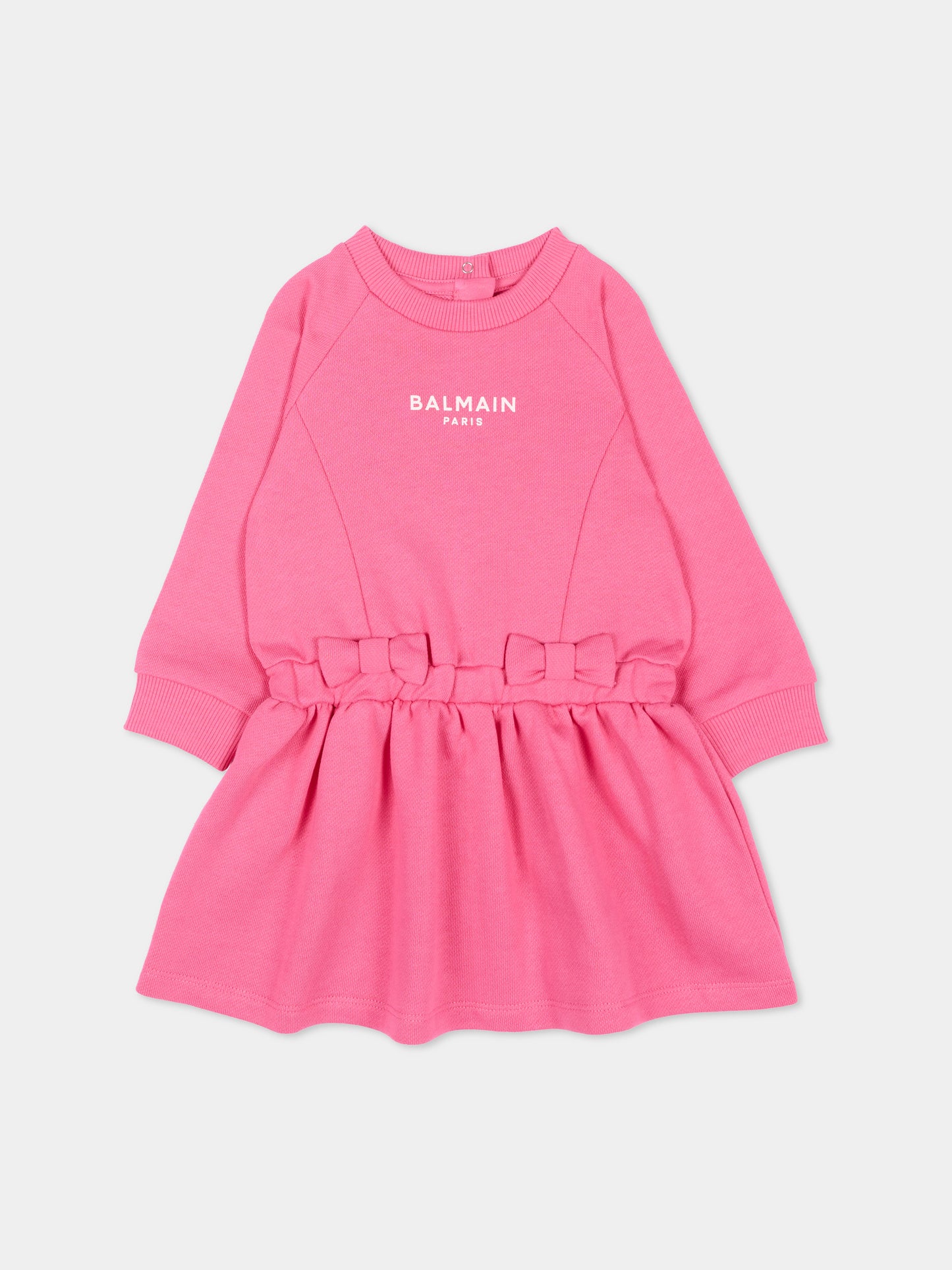 Vestito fucsia per neonata con logo,Balmain Kids,BZ1000 Z3183 52D