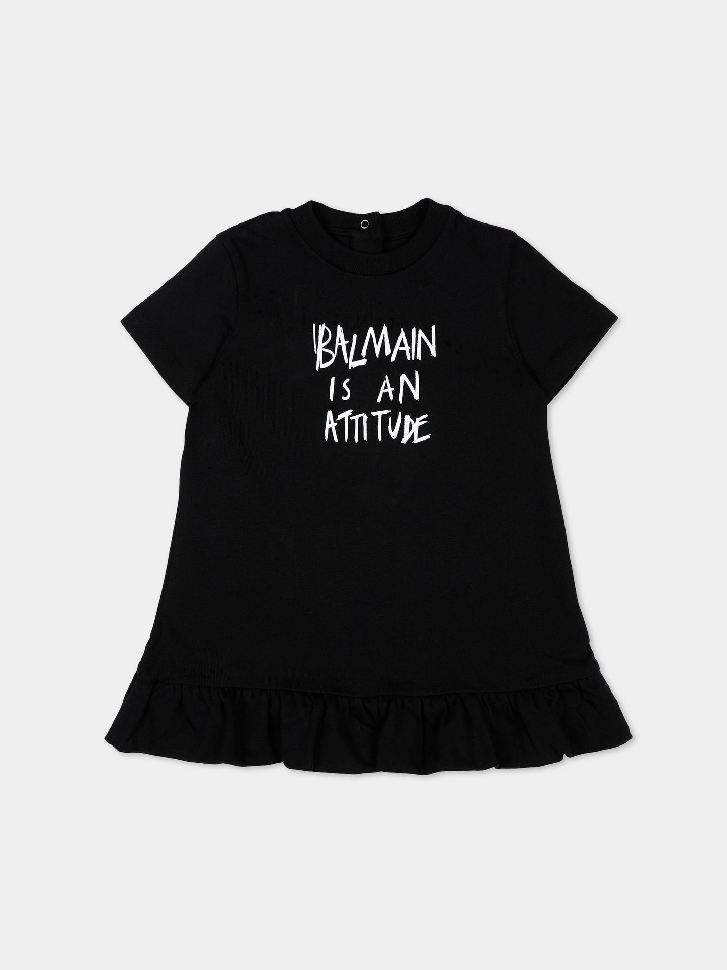 Vestito nero per neonata con logo,Balmain Kids,BZ1011 Z3672 930BC