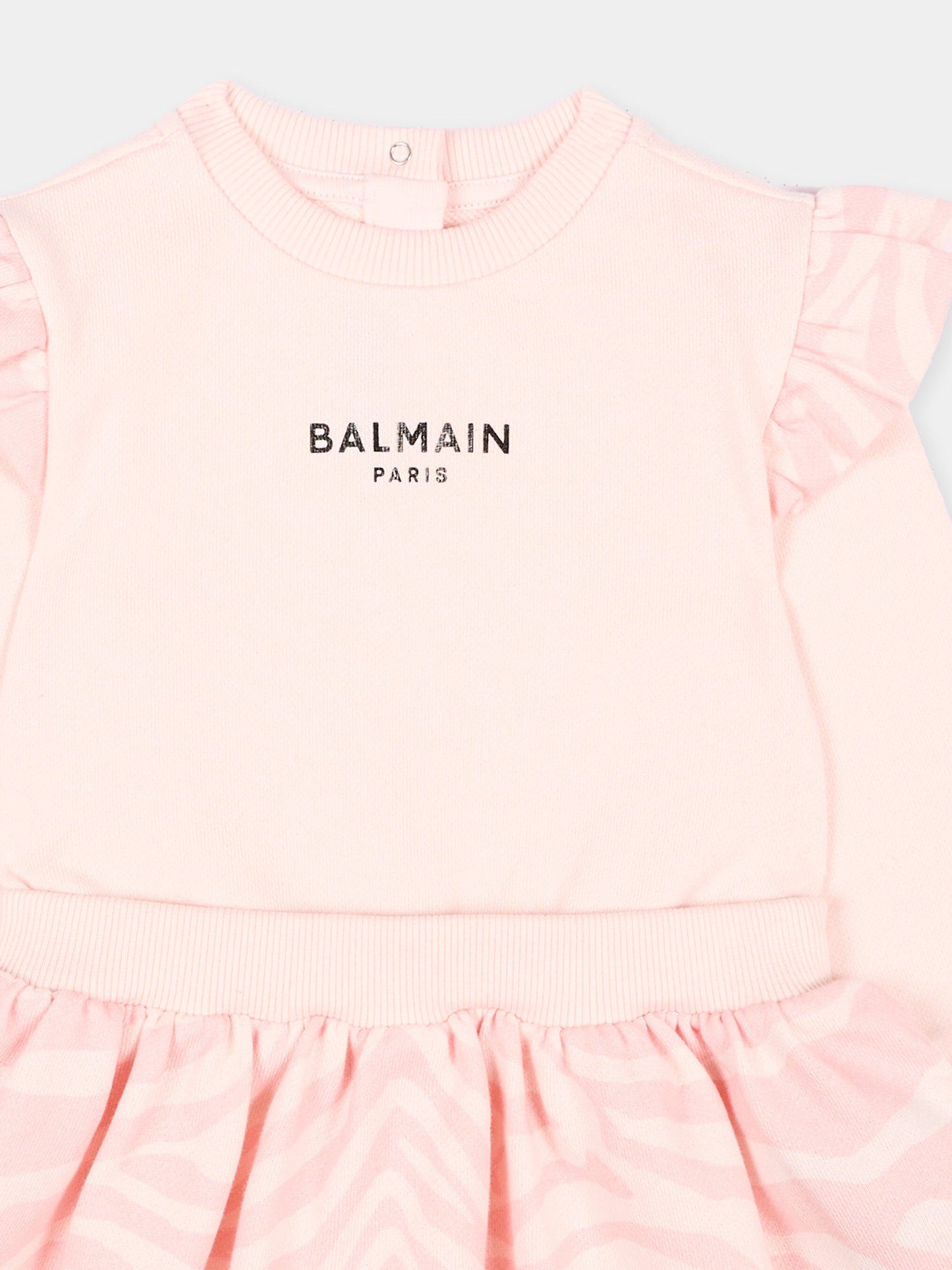 Vestito rosa per neonata con logo,Balmain Kids,BZ1200 Z3183 508RS