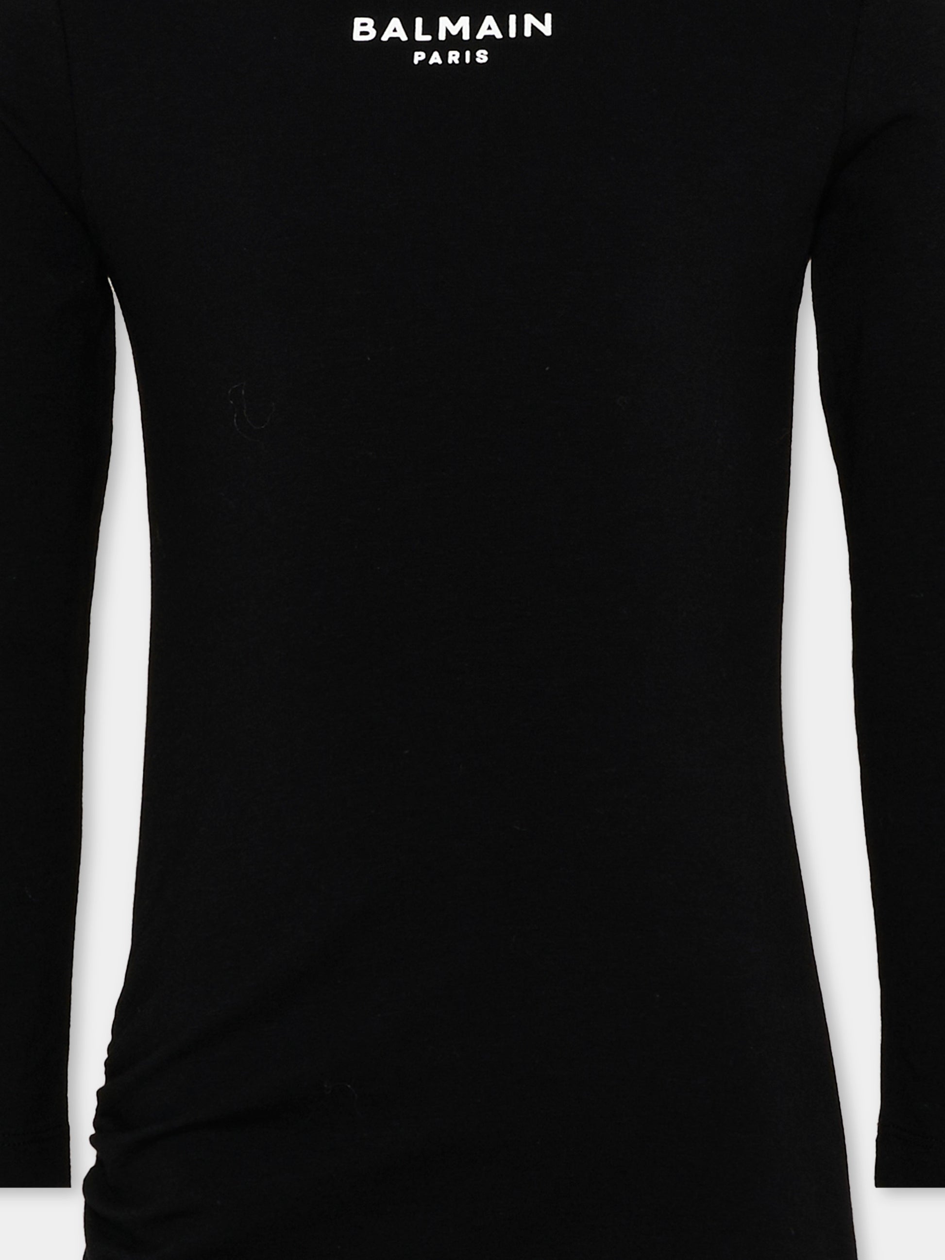 Vestito nero per bambina con logo,Balmain Kids,BZ1B60 Z3277 930BC