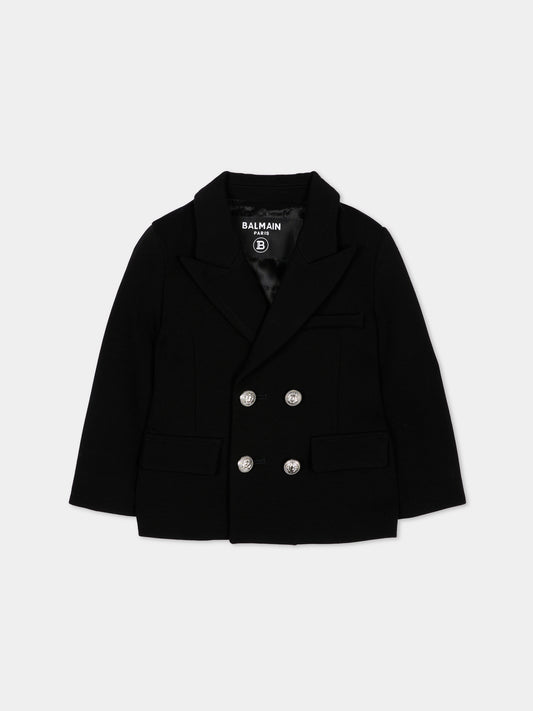 Giacca doppiopetto nera per neonato,Balmain Kids,BY2540 J0371 930AG