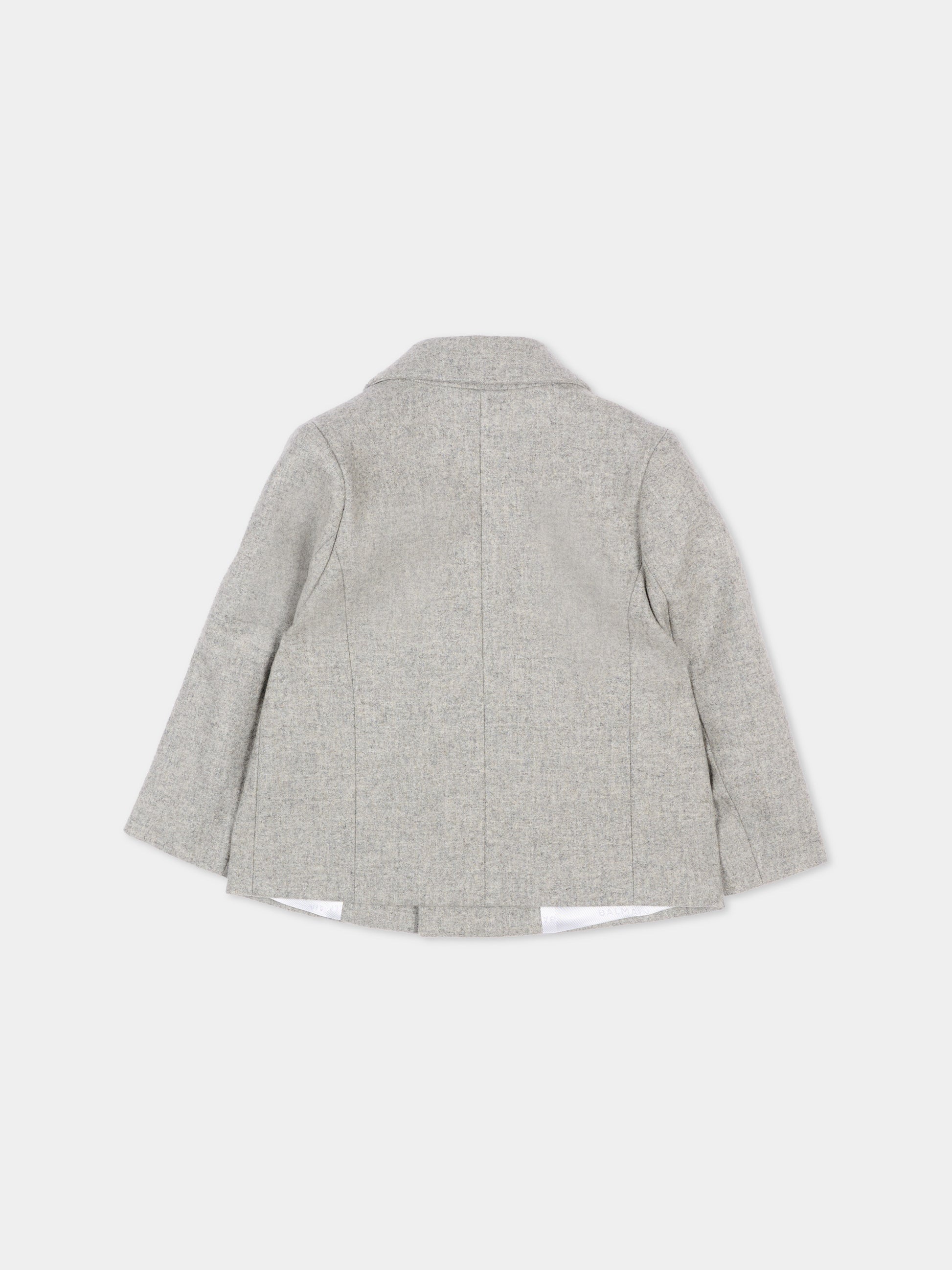 Giacca grigia per neonato con logo,Balmain Kids,BZ2514 I0341 806OR