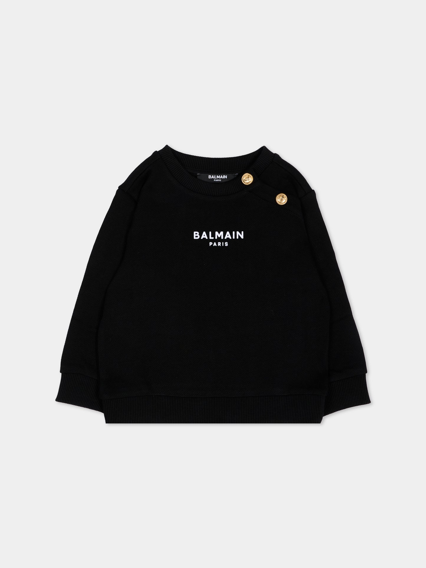 Felpa nera per neonati con logo,Balmain Kids,BZ4340 Z3183 930BC