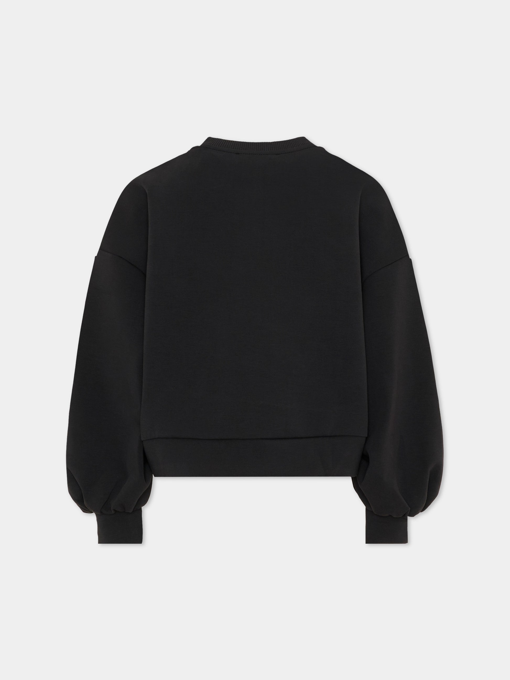 Felpa nera per bambina con logo,Balmain Kids,BZ4A50 Z3728 930BC