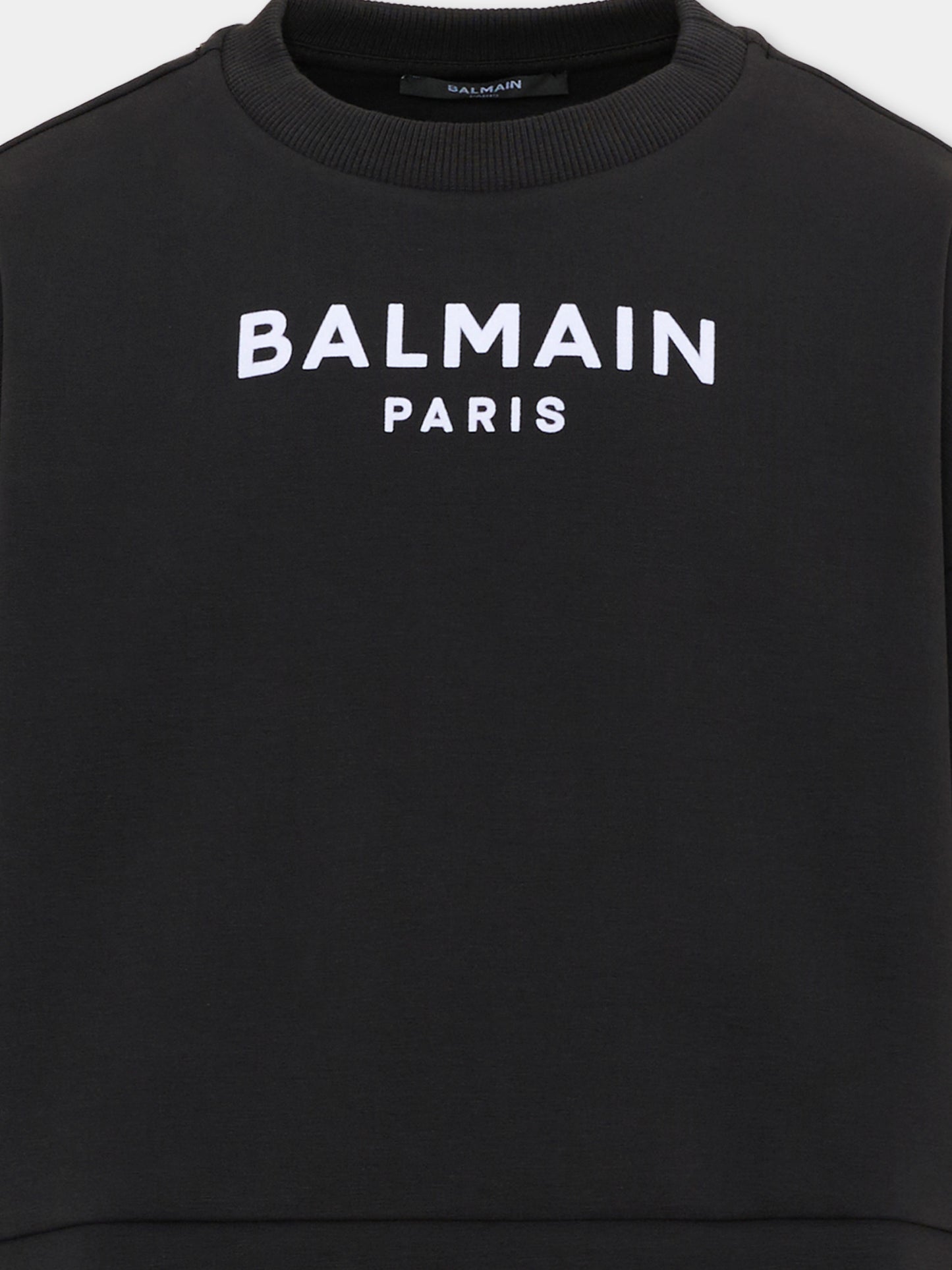 Felpa nera per bambina con logo,Balmain Kids,BZ4A50 Z3728 930BC