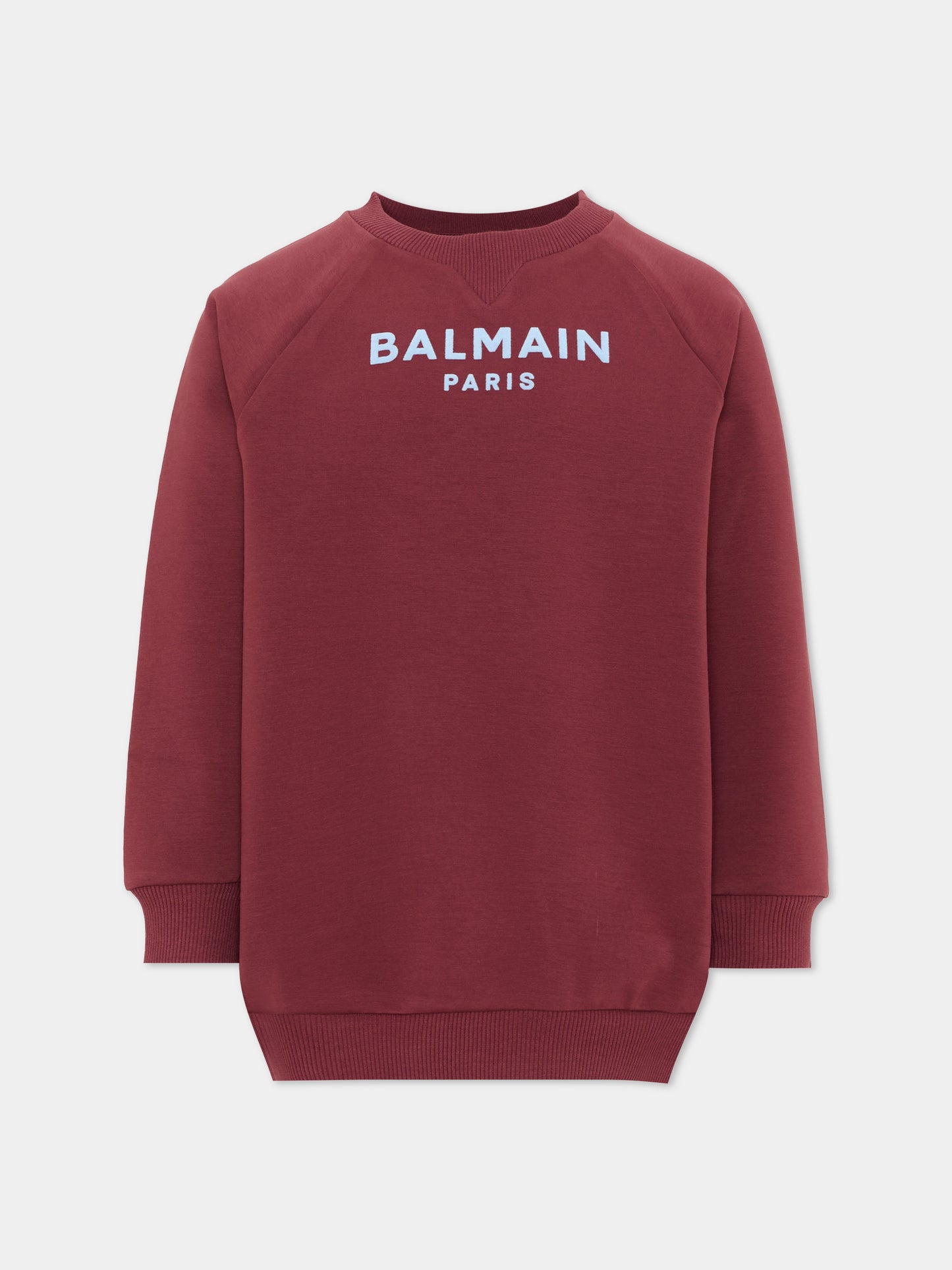 Felpa bordeaux per bambini con logo,Balmain Kids,BZ4I50 Z3728 530CE