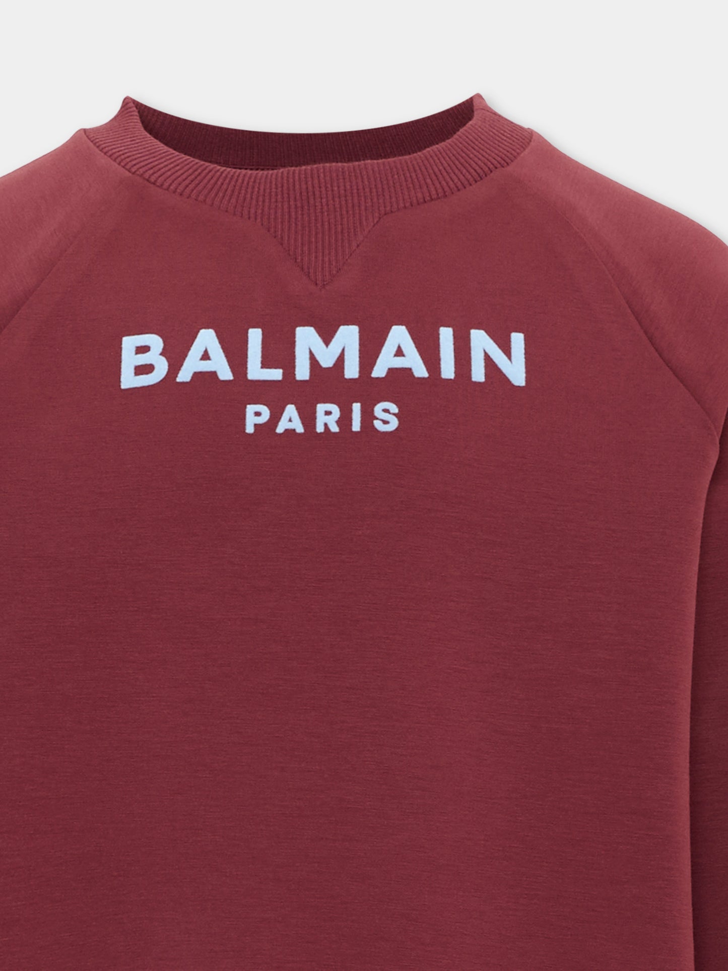 Felpa bordeaux per bambini con logo,Balmain Kids,BZ4I50 Z3728 530CE