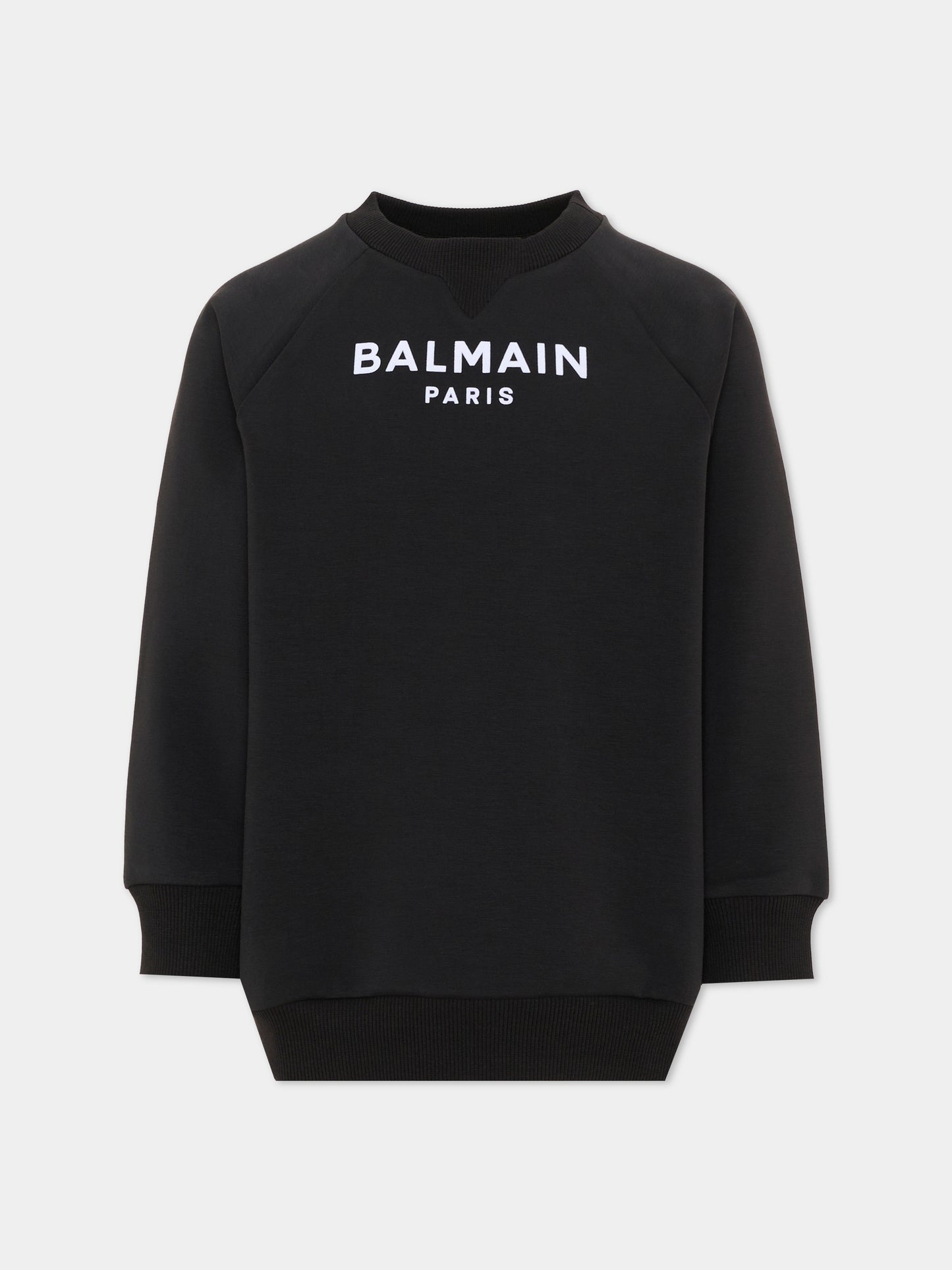 Felpa nera per bambini con logo,Balmain Kids,BZ4I50 Z3728 930BC